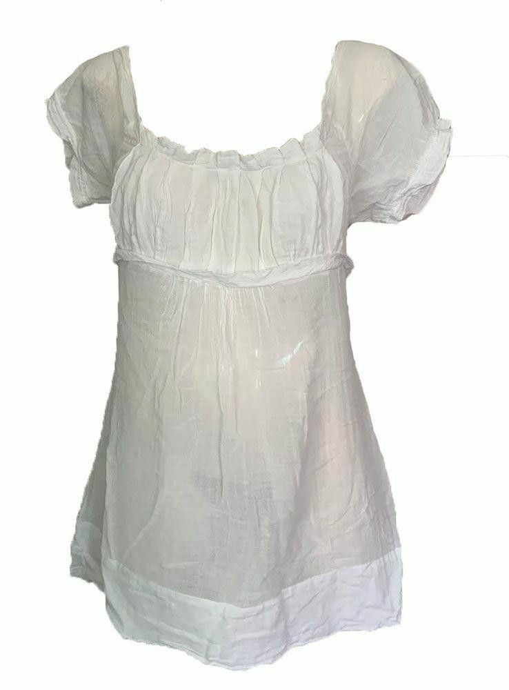 Designer Pre Owned White Hand Made Blouse M Size M / US 6-8 / IT 42-44 - 1 Thumbnail