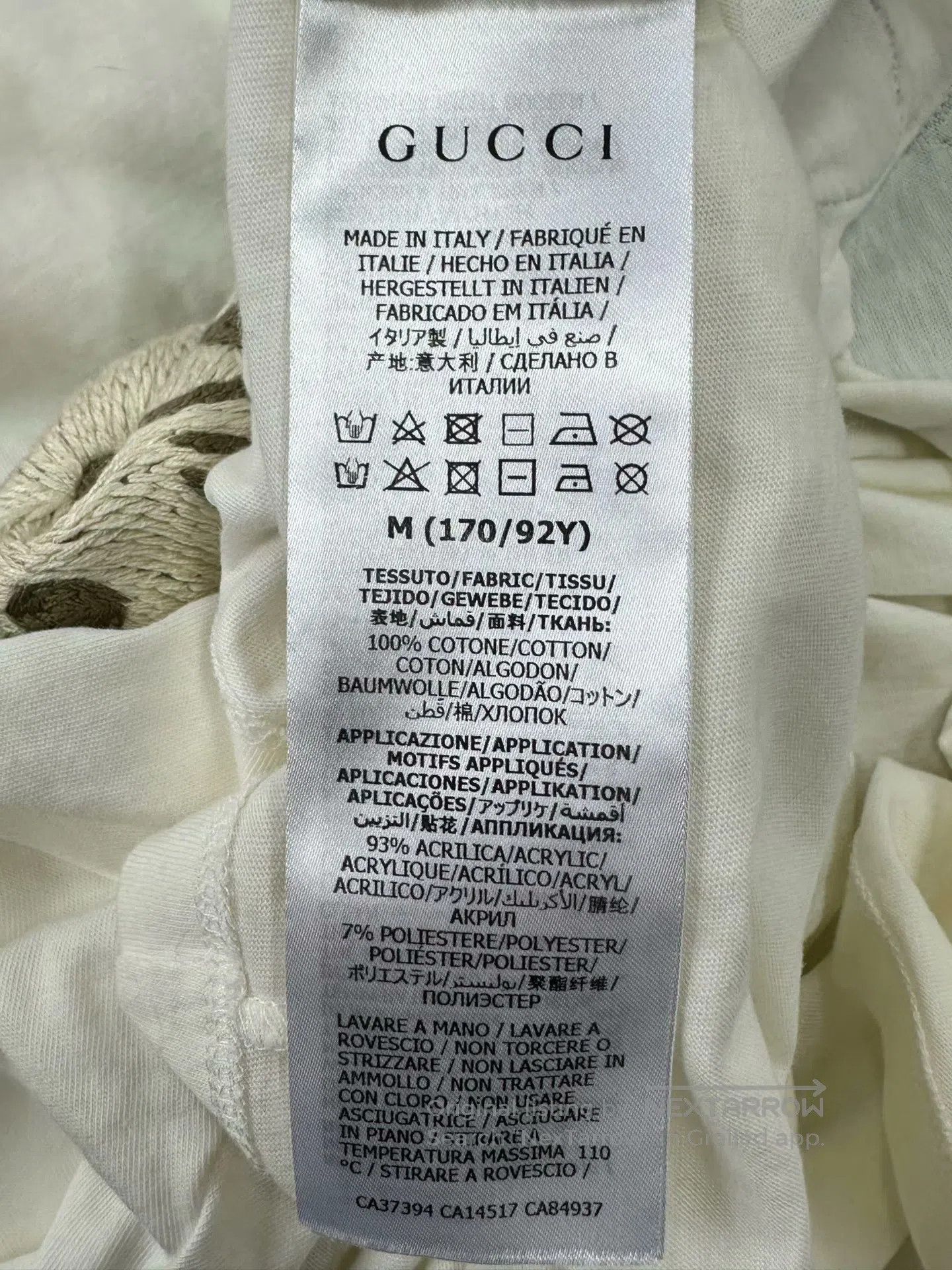 Gucci Guicci White Embroidered Cat Letter Logo Short Sleeve| Size US M / EU 48-50 / 2 - 4 Thumbnail