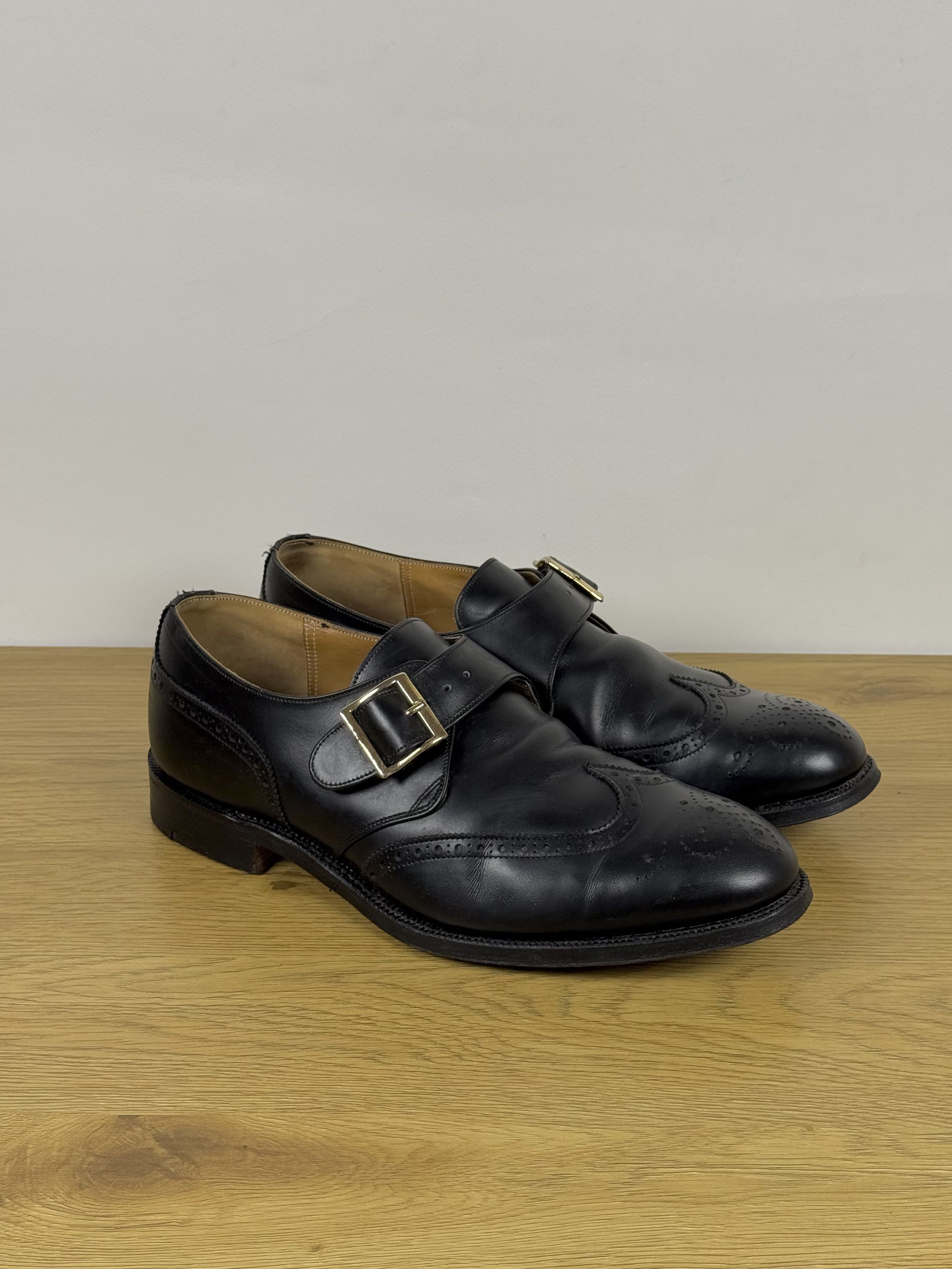 Cheaney Men's Cheaney Black Monk Brogue Shoes US10 Size US 10 / EU 43 - 1 Thumbnail