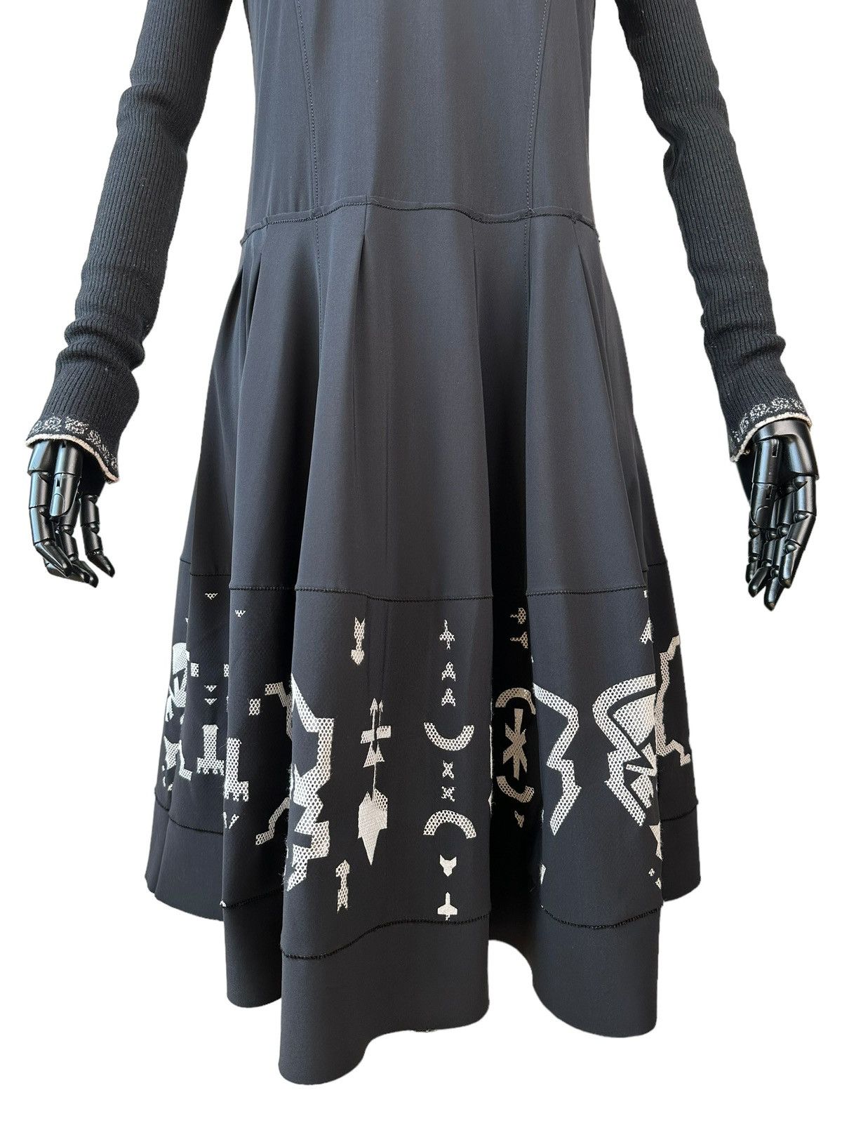 Marithe + Francois Girbaud MARITHE FRANCOIS GIRBAUD Geometric Flared Black Midi Dress Size XL / US 12-14 / IT 48-50 - 5 Thumbnail