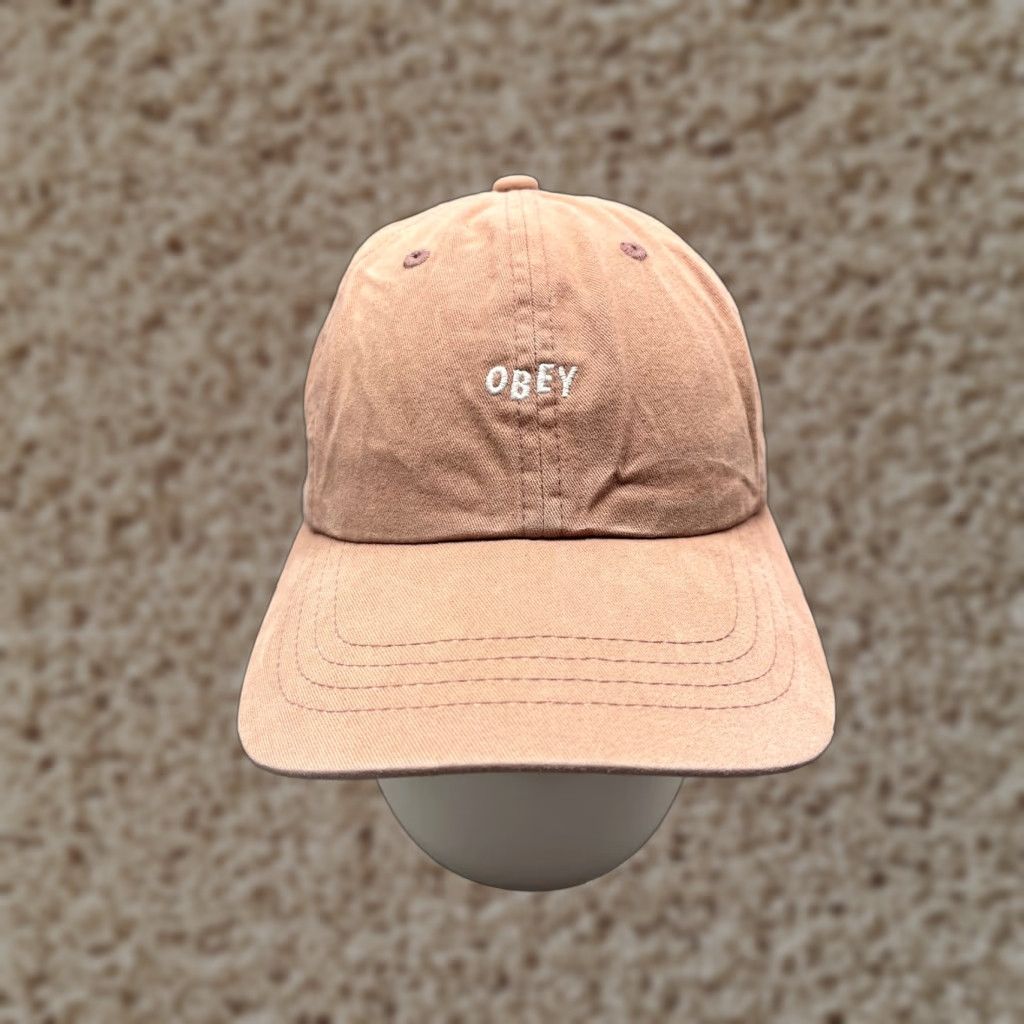 OBEY Hat Cap Strap Back Adult One Size Pink 100% Cotton Twill Embroidered Beach Logo Adjustable Baseball Cap Men Women