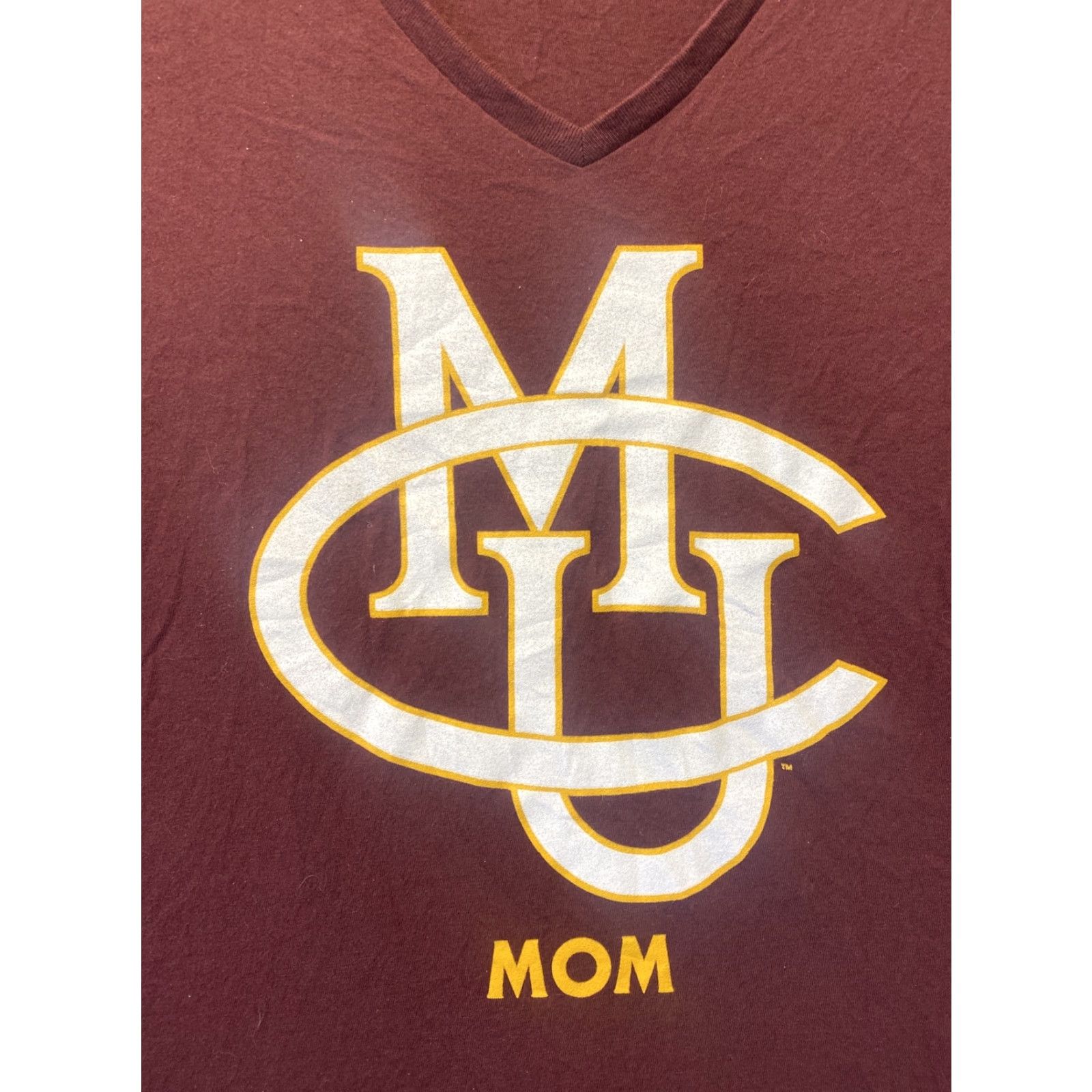 Vintage VINTAGE Women Burgundy V-Neck T-Shirt Platform Size XL / 105-28 Gears Shirt Womens Size XL / US 12-14 / IT 48-50 - 2 Thumbnail