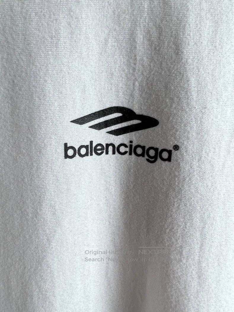 Balenciaga Balenciaga White 3B Frayed Edge Effect Short Sleeve Size US M / EU 48-50 / 2 - 7 Thumbnail
