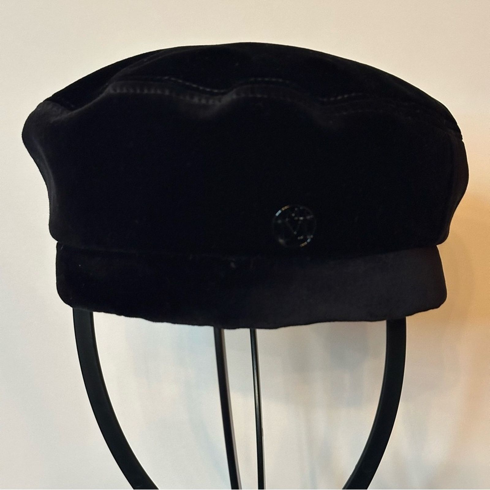 Maison Michel New Billy Black Velvet Beret size M 58 cm Designer Hat Size ONE SIZE - 3 Thumbnail