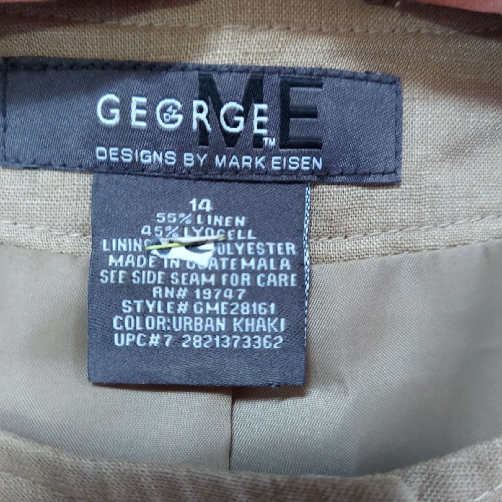 George George ME Button Front Peplum Blazer Jacket Womens 14 Khaki Linen Blend Blazer Jacket Beige Fall Spring Summer Regular Womens Size XL / US 12-14 / IT 48-50 - 3 Thumbnail
