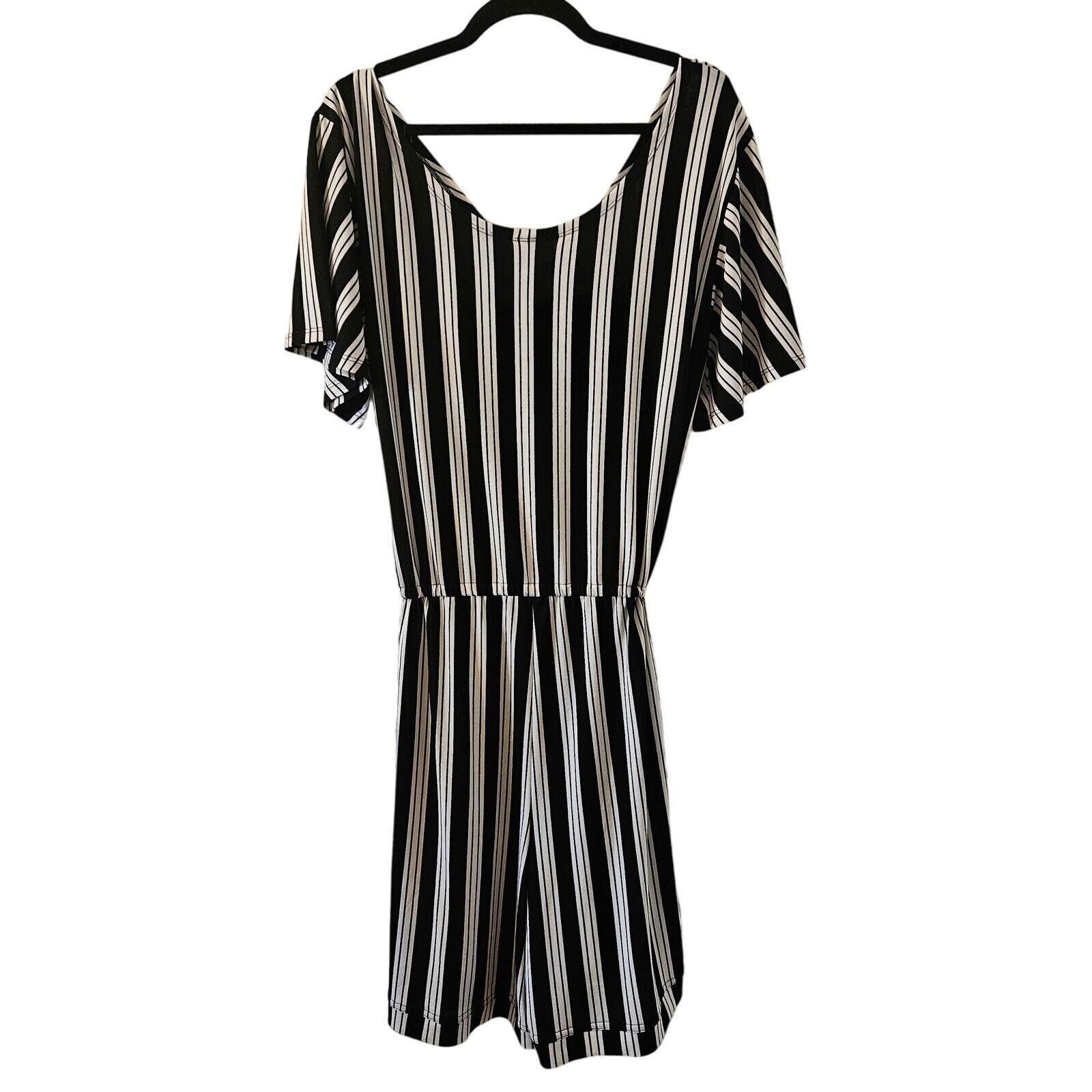 Designer LulaRoe Striped Short Sleeve Romper - Size L Size 36" / US 14 / IT 50 - 2 Thumbnail