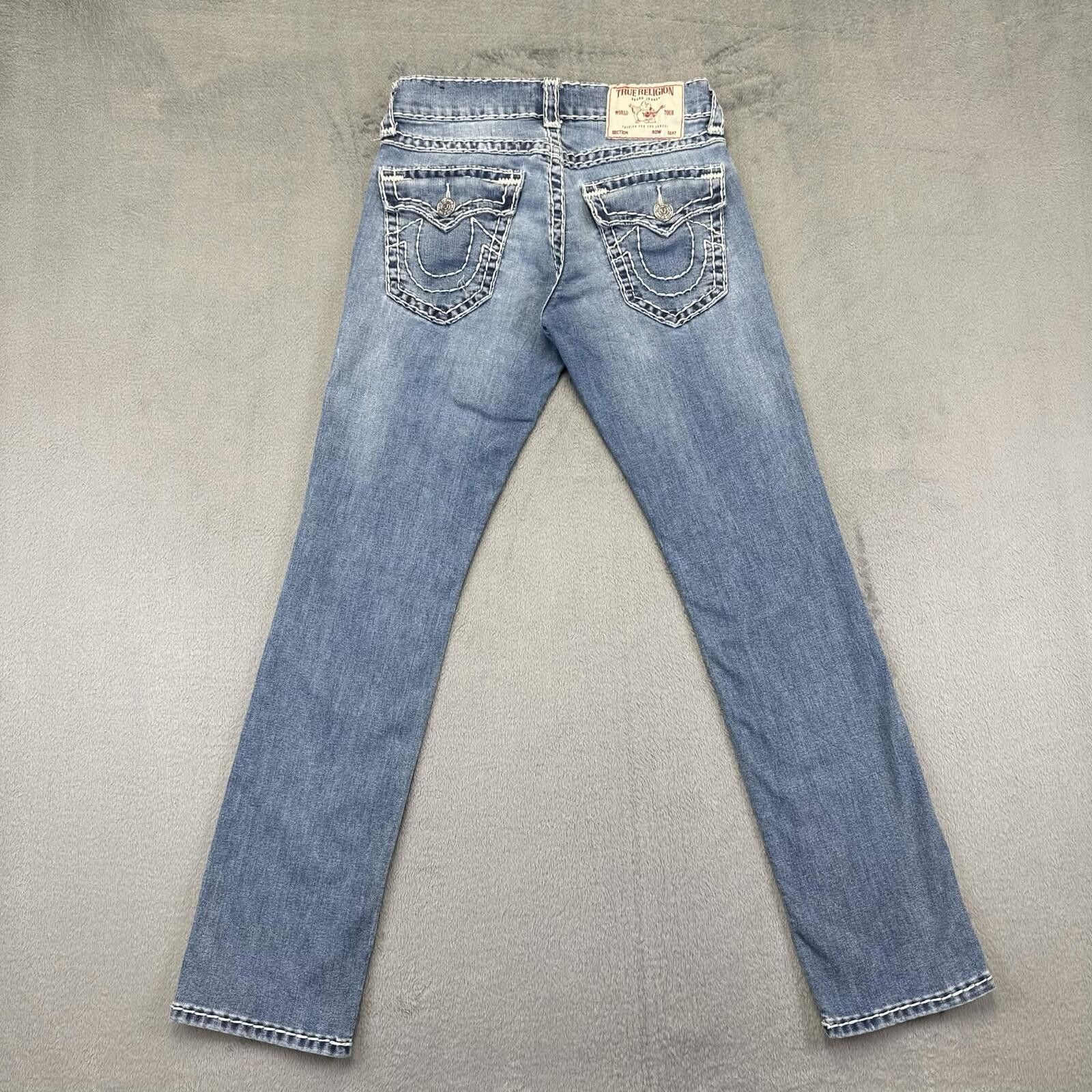 True Religion True Religion Ricky Relaxed Blue Denim Thick Stitch Jeans Size 29" - 2 Thumbnail