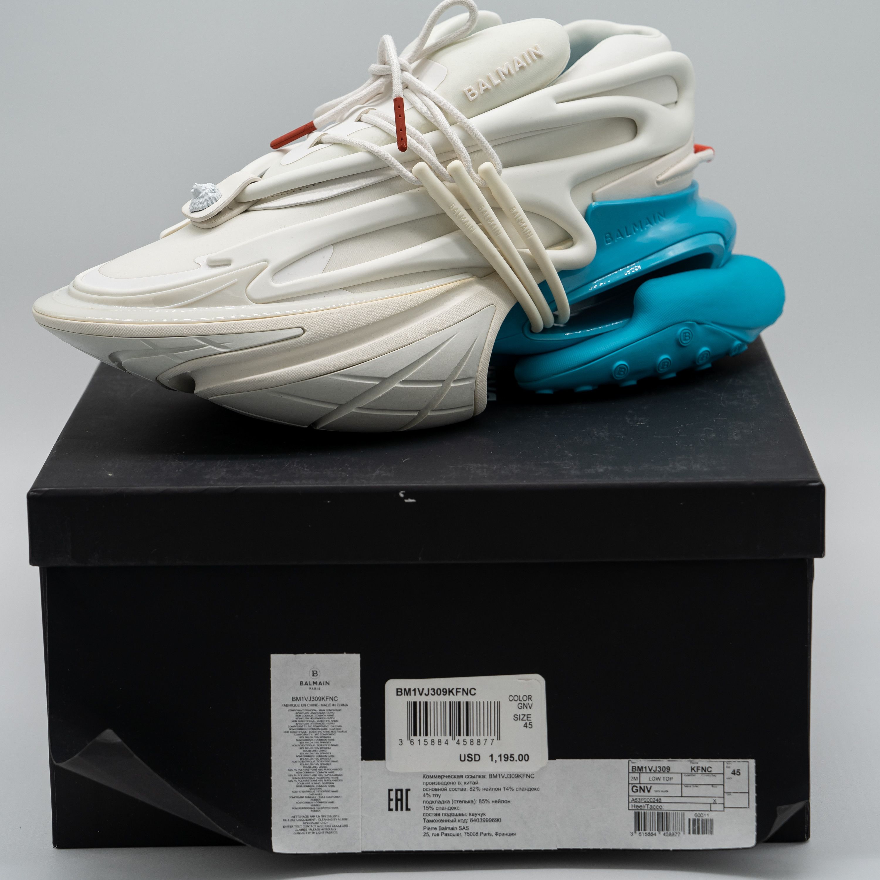 Balmain 45 12 US Balmain Unicorn White Blue Sneakers Neoprene Size US 12 / EU 45 - 13 Thumbnail