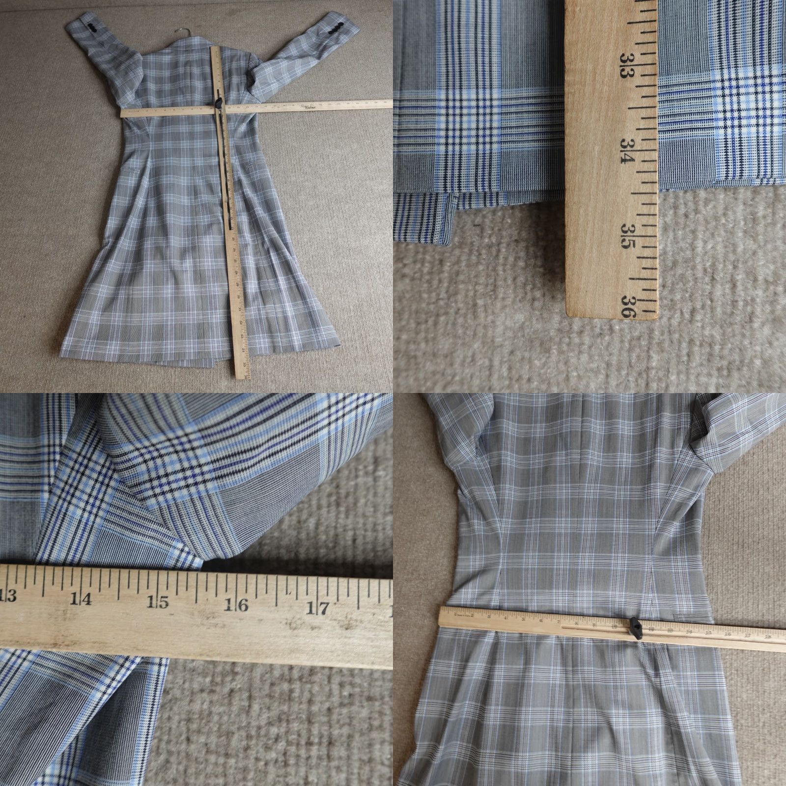 Theory Theory Blazer Women Gray Plaid Wool Long Sleeve Zip Button Casual Business 2 Regular Dry Clean No N/A Size XS / US 0-2 / IT 36-38 - 8 Thumbnail