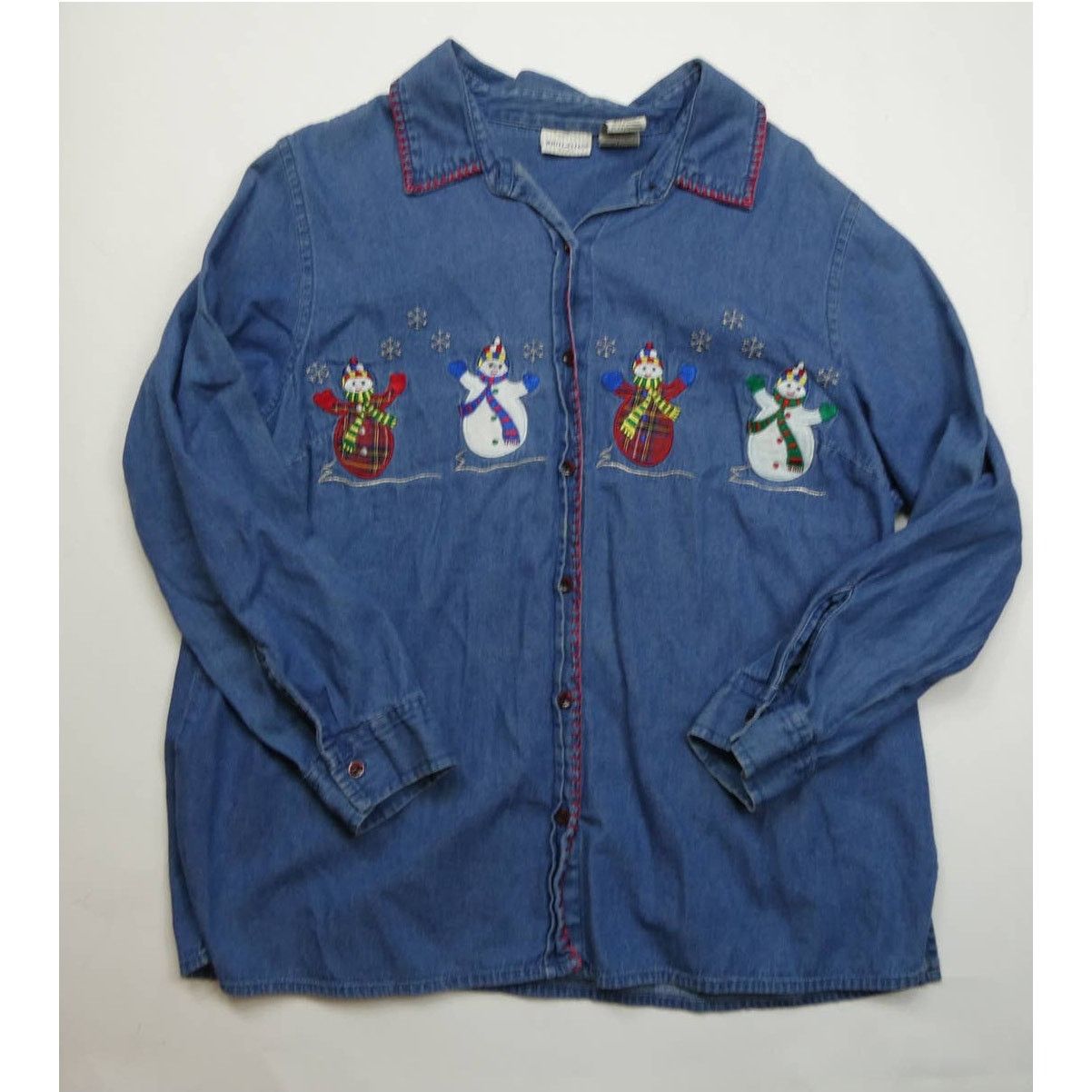 Holiday Brand WHITE STAG snowman embroidered button down shirt, size16W Size XXL / US 16-18 / IT 52-54 - 1 Thumbnail