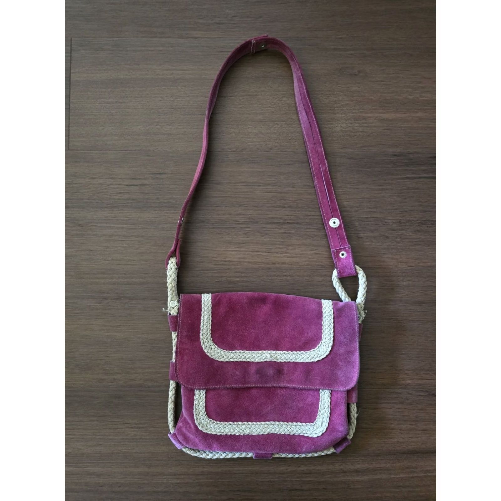 Vintage VINTAGE 1960s 1970s Foxmoor Suede Leather Italian Purse Boho Pink Shoulder Bag Womens Purse 9.5" 8.5" 17" Strap Size ONE SIZE - 3 Thumbnail