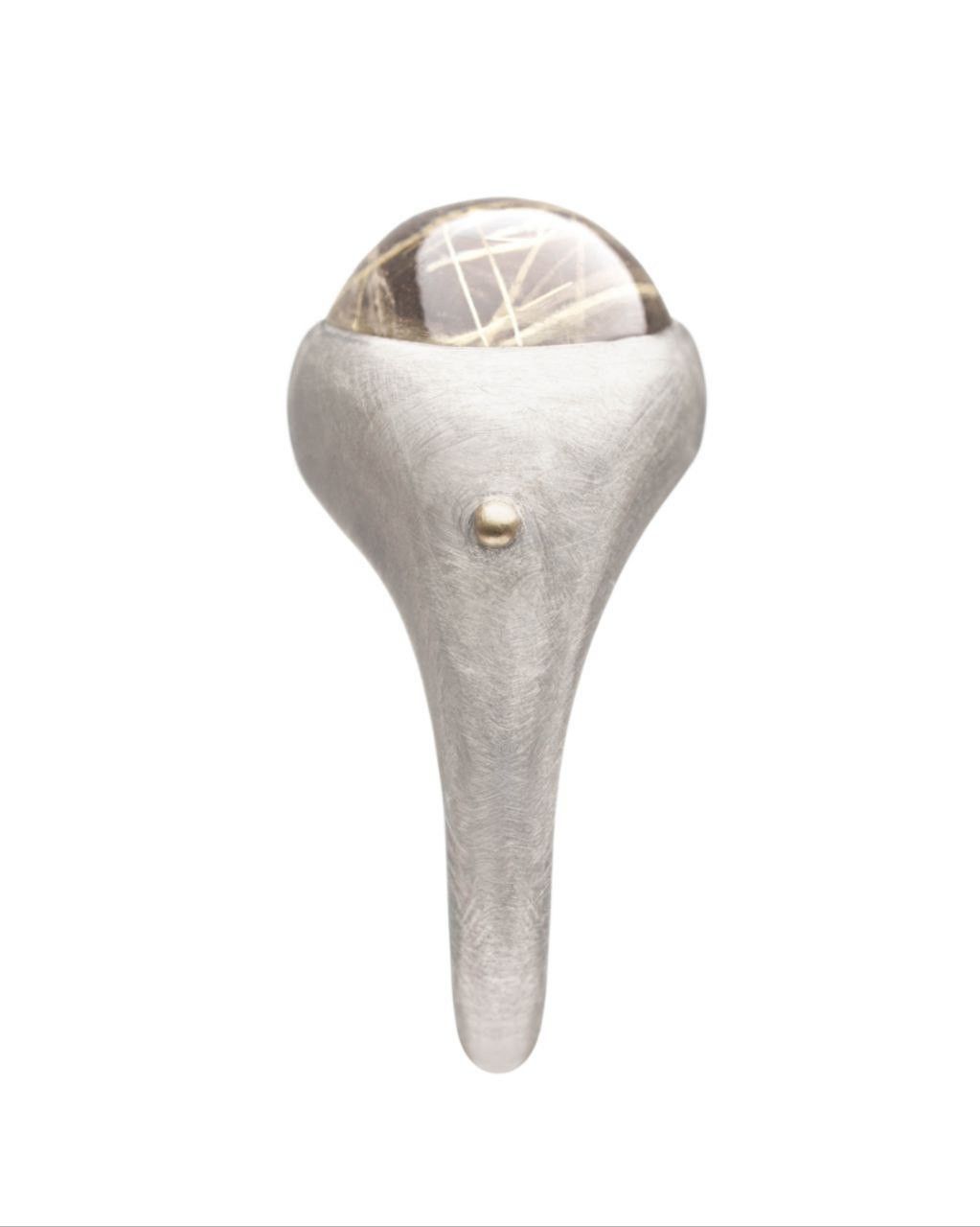 Other KAI / Silver Rutilated Quartz Ring - Hand-Cut Cabochon Size ONE SIZE - 5 Thumbnail