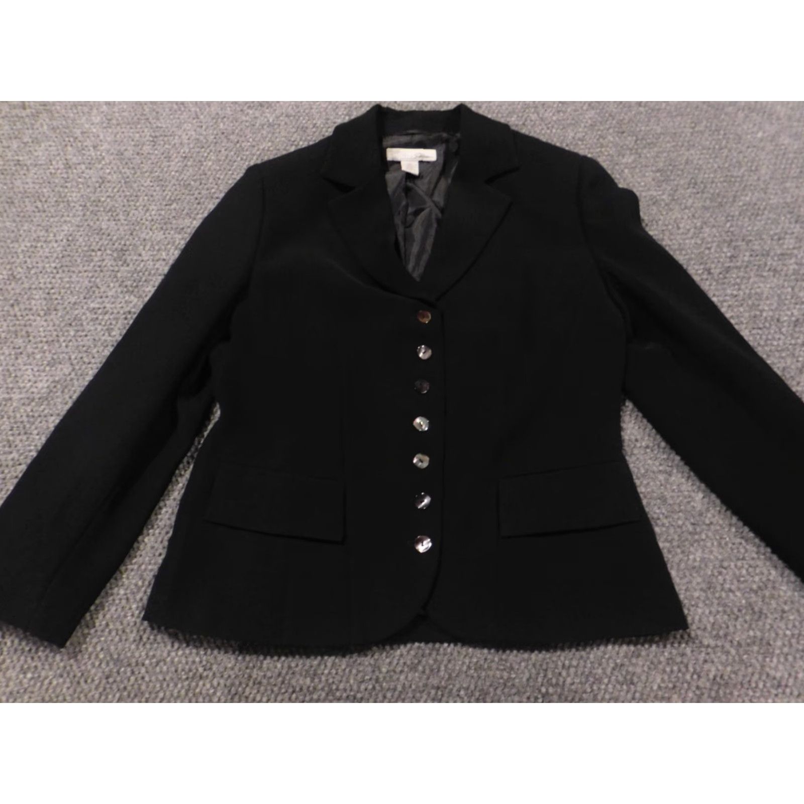 Vintage Chicos Blazer Jacket Black 2 Button Formal Mid-Length Long Sleeve Women Embroidered Polyester Lining Cotton Outer Shell Velvet? Size XS / US 0-2 / IT 36-38 - 2 Thumbnail