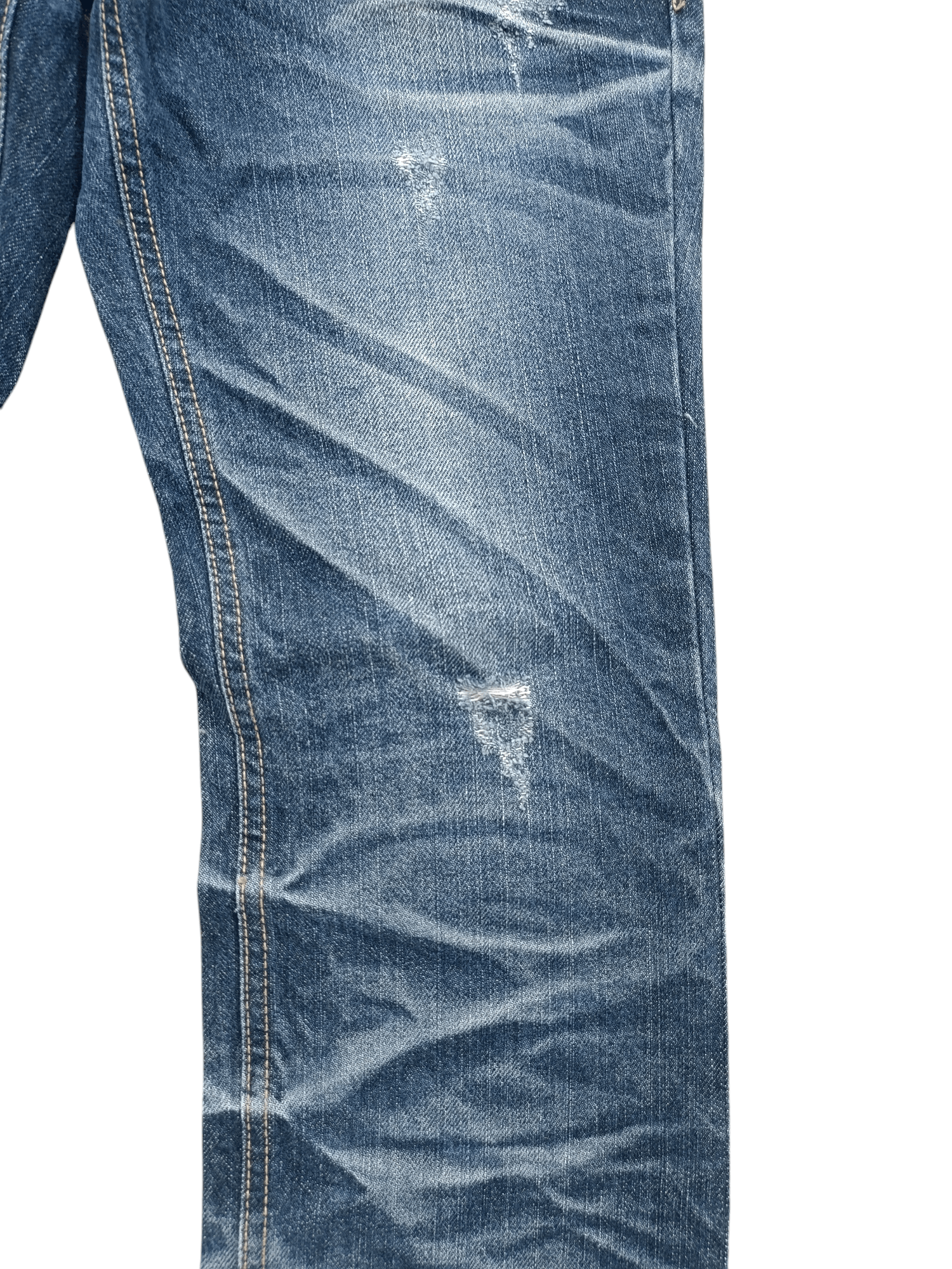 Japanese Brand BUZZ SPUNKY Skinny Distressed Whiskers Faded Rare Design Size US 30 / EU 46 - 6 Thumbnail