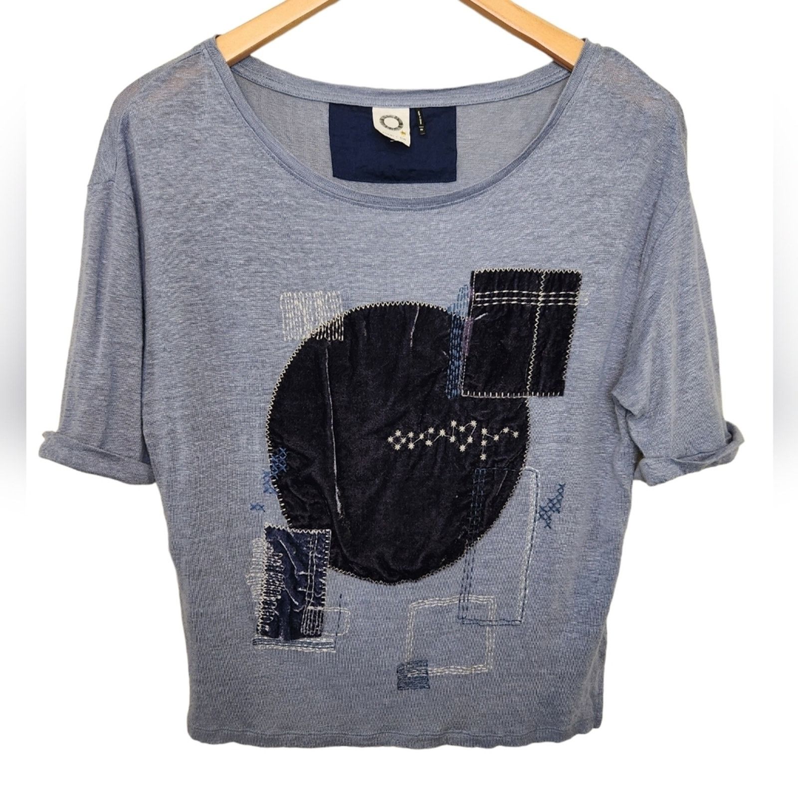 Anthropologie Anthropologie Akemi + Kin Linen Velvet Patchwork Tee XS Size XS / US 0-2 / IT 36-38 - 3 Thumbnail