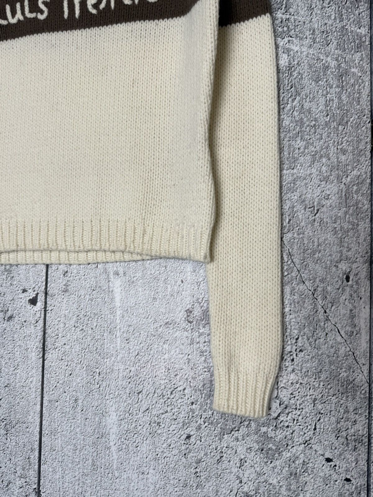 Vintage Luis Trenker Cream Wool Blend Knitted Shawl Collar Sweater Size XS / US 0-2 / IT 36-38 - 6 Thumbnail