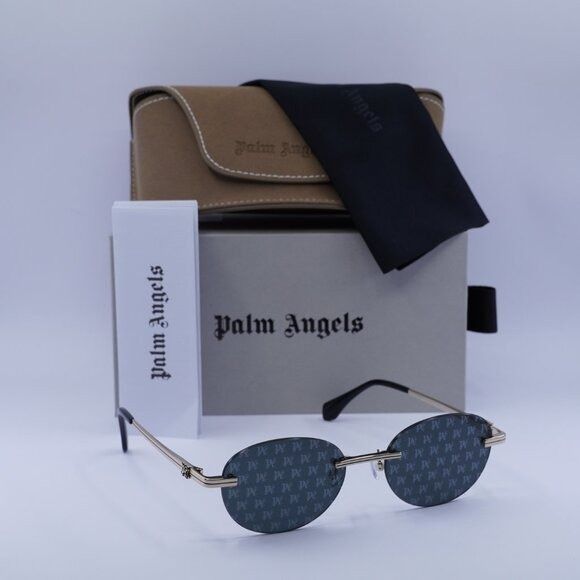 Palm Angels Palm Angels PERI10H CRYSTAL 7607 Sunglasses Gold Oval Frame Size ONE SIZE - 1 Thumbnail