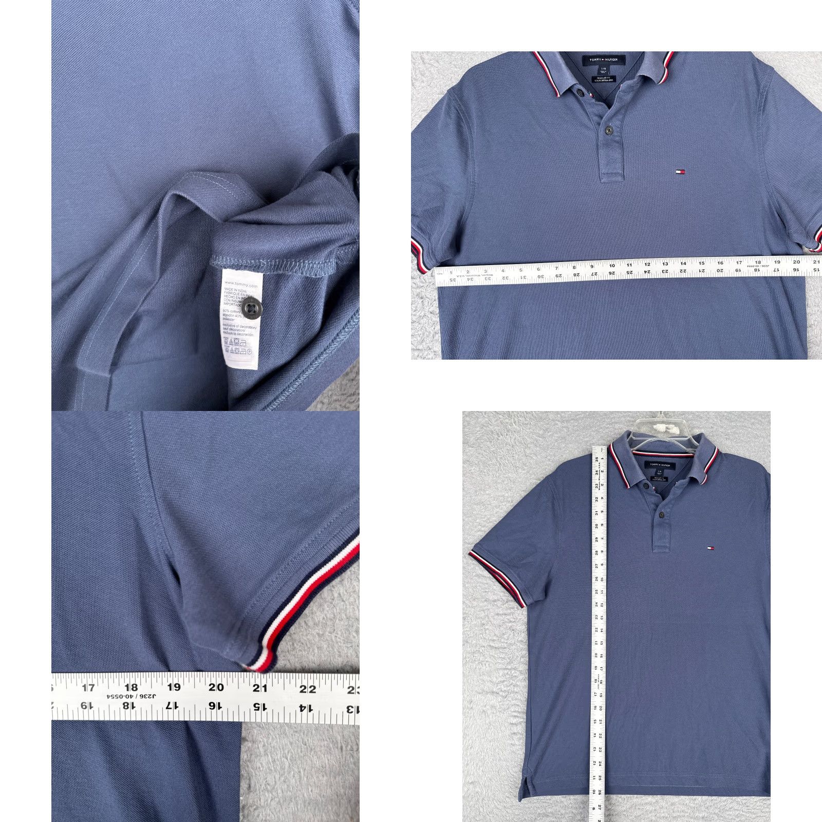 Tommy Hilfiger Tommy Hilfiger Polo Shirt Men Large Blue Cotton Blend Short Sleeve Golfer Size US L / EU 52-54 / 3 - 8 Thumbnail