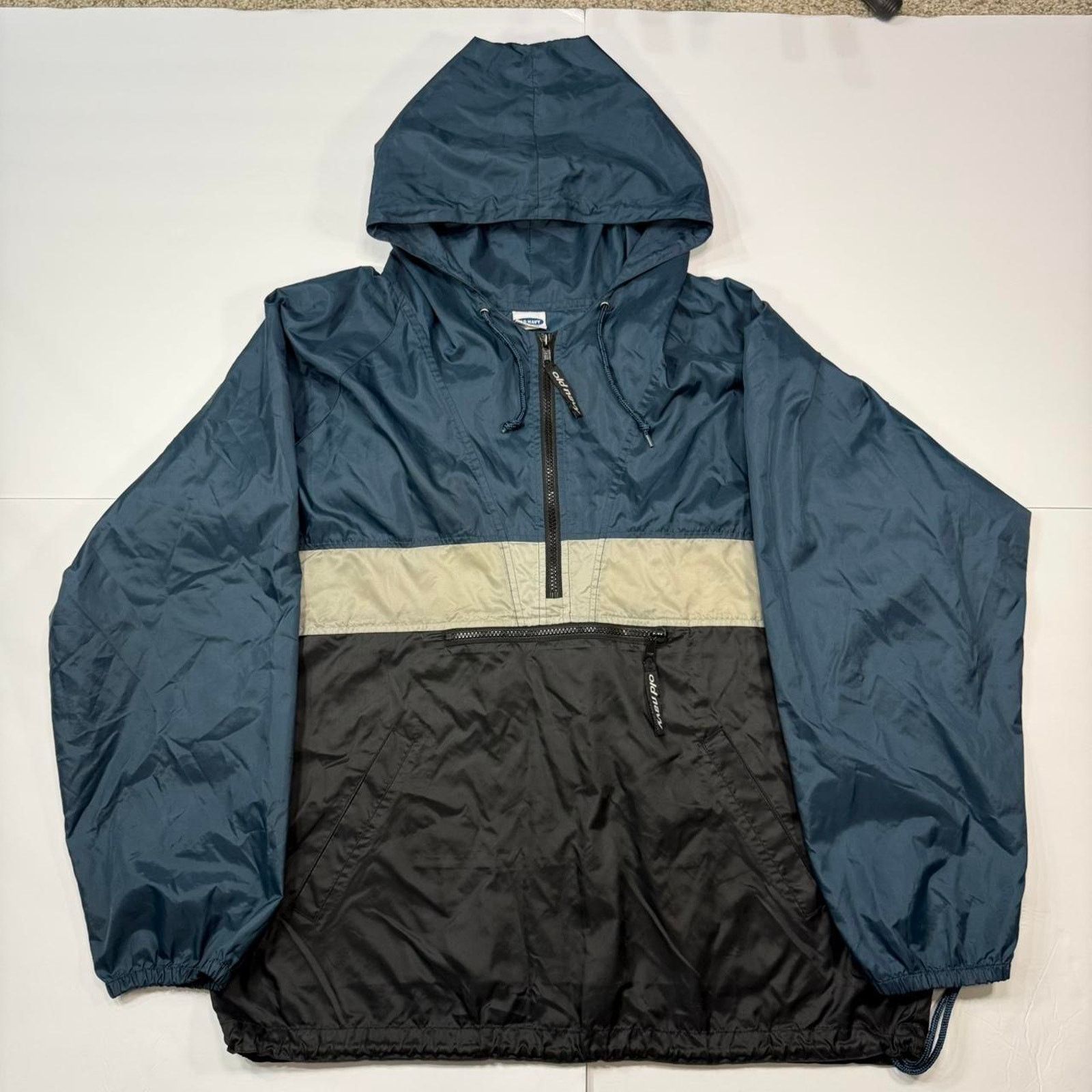 Old Navy Vintage 1999 Old Navy Blue and Cream Quarter Zip Windbreaker Size US S / EU 44-46 / 1 - 2 Thumbnail