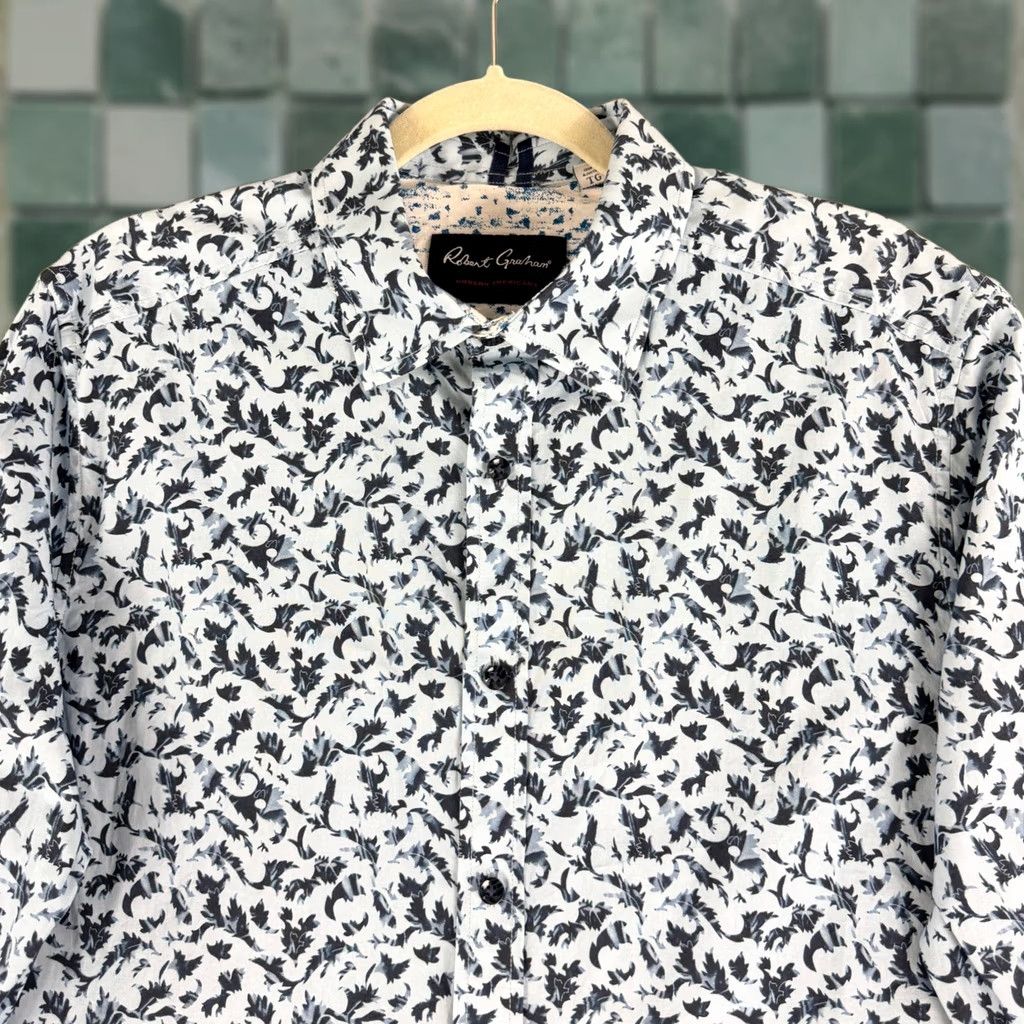 Robert Graham Robert Graham Button-Down Shirt Men XL Blue Floral Modern Americana Tailored Fit Size US XL / EU 56 / 4 - 1 Thumbnail