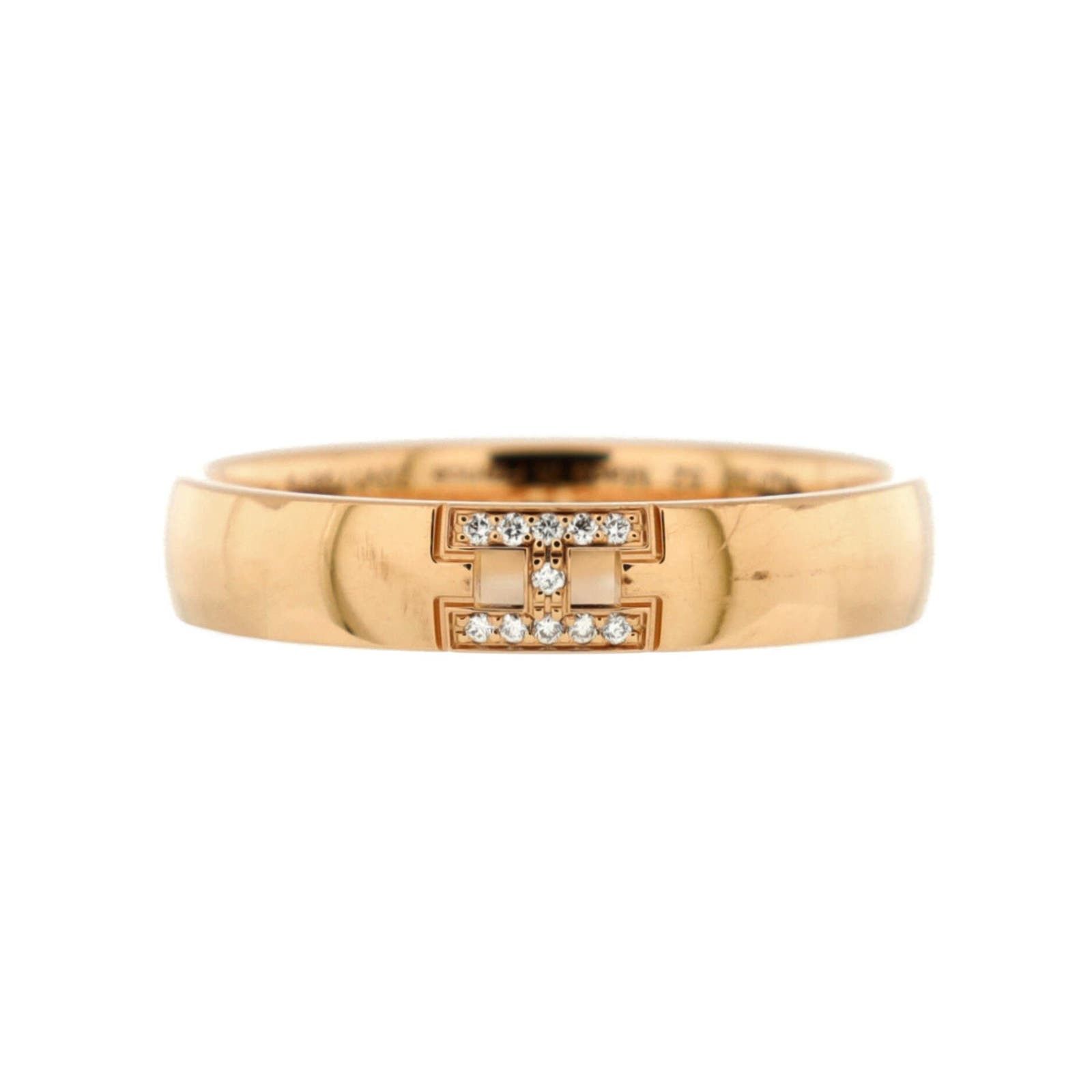 image of Hermes Ever Herakles Wedding Band Ring 18K Rose Gold With Diamonds, Women's