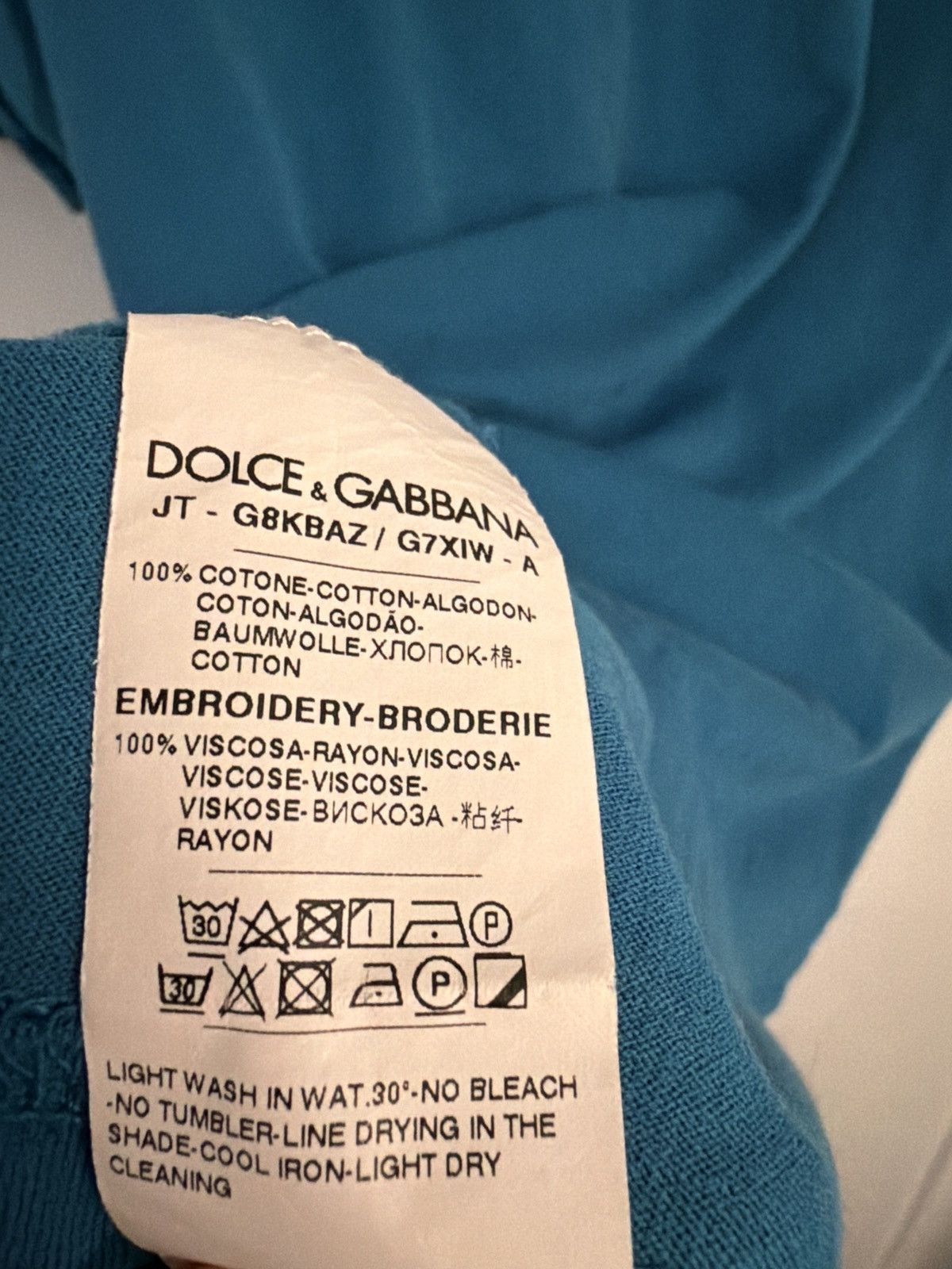 Dolce & Gabbana Dolce & Gabbana DG T-Shirt- Size 48/M – Teal – Italy Size US M / EU 48-50 / 2 - 6 Thumbnail