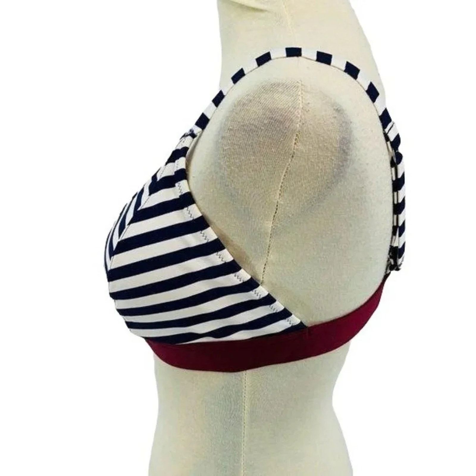 Old Navy Old Navy Bralette Swim Bikini Navy Burgundy Stripe XXL Size ONE SIZE - 3 Thumbnail