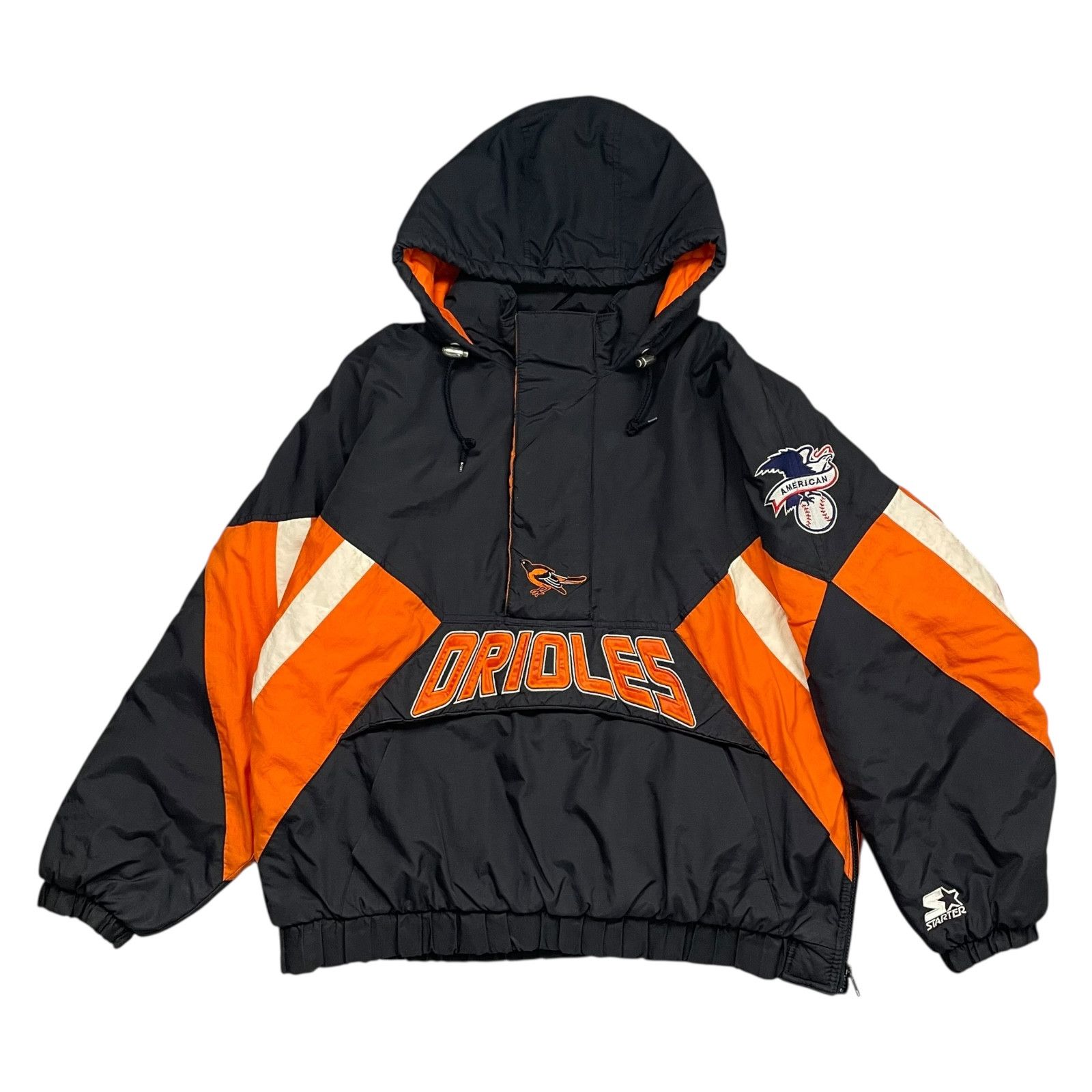 MLB VTG 90s BALTIMORE ORIOLES STARTER HOODED PUFFER JACKET Size US L / EU 52-54 / 3 - 2 Thumbnail