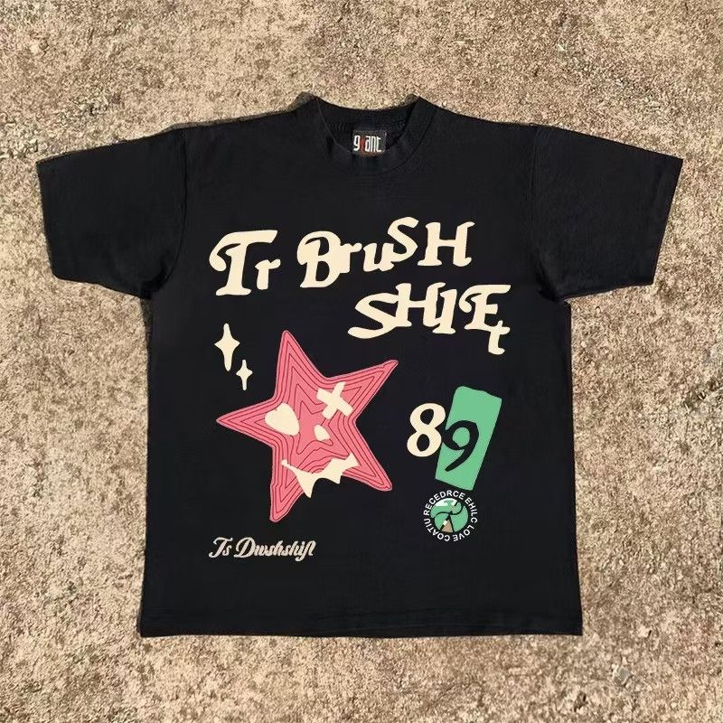 Japanese Brand × Vintage Black vintage star print cotton t-shirt Size US L / EU 52-54 / 3 - 1 Thumbnail