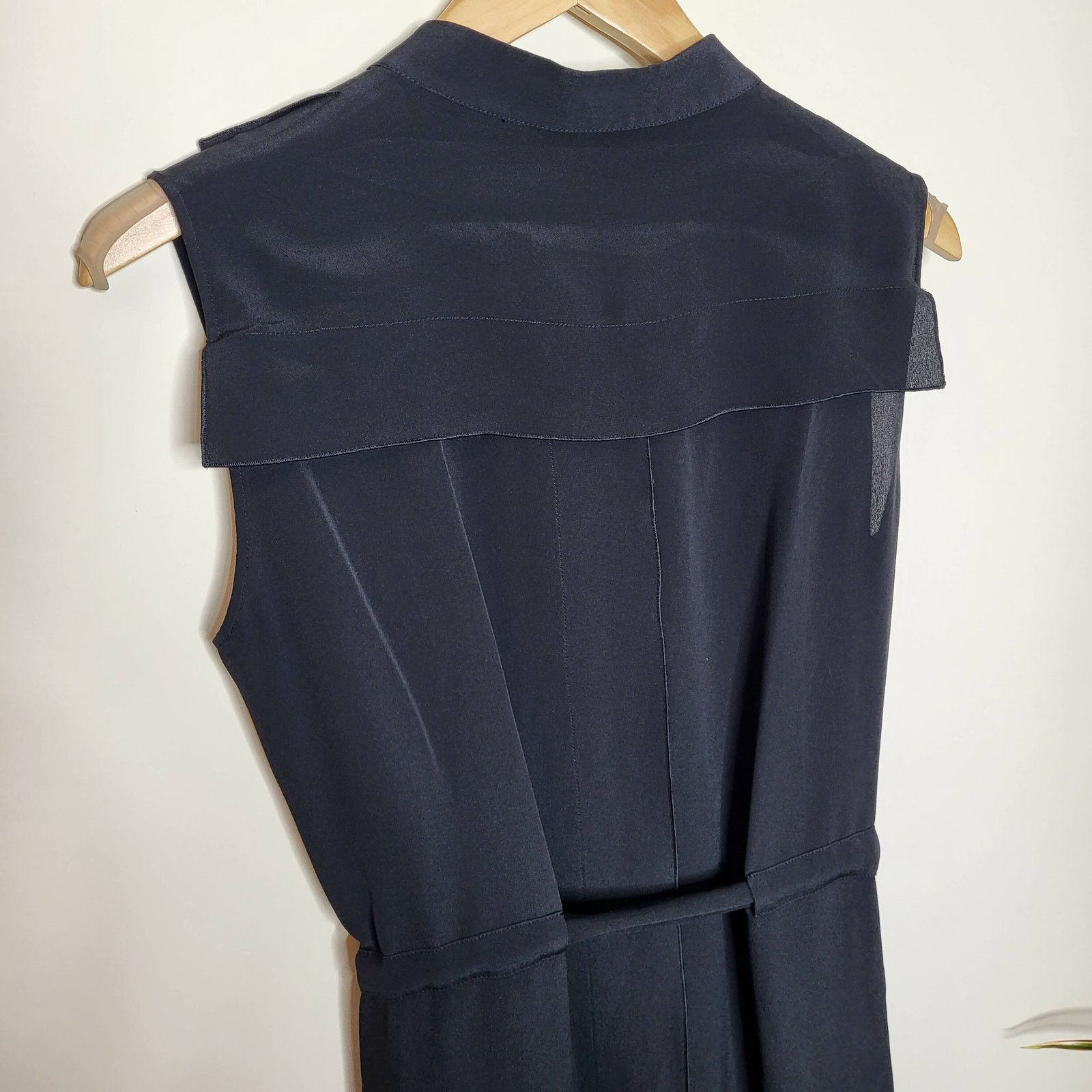 Jil Sander Jil Sander Silk Black Sleeveless Button Midi Shirt Dress 40 Size S / US 4 / IT 40 - 5 Thumbnail