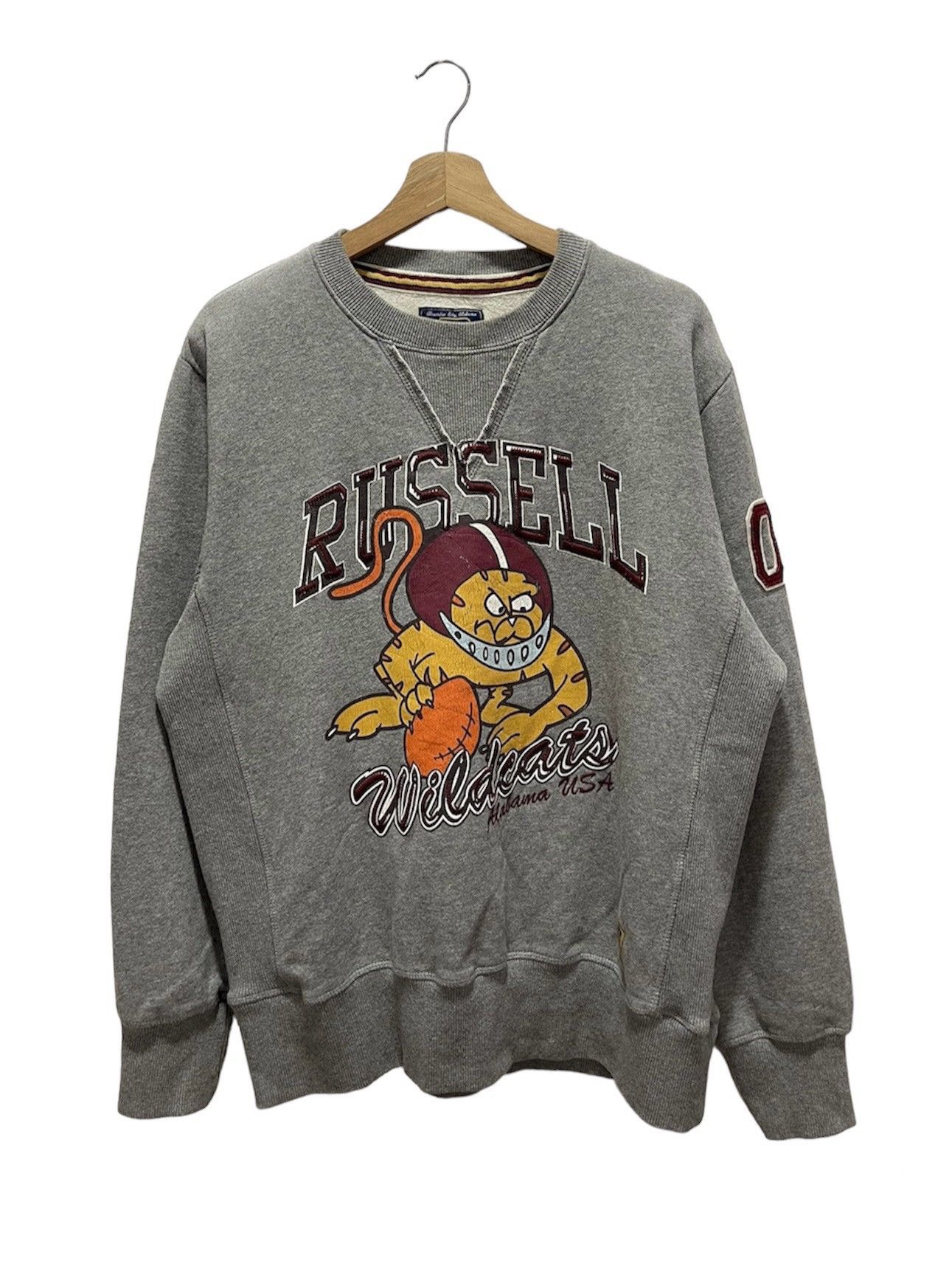 image of Russell Athletic Wildcats Big Logo Sweatshirt in Grey, Men's (Size Medium)