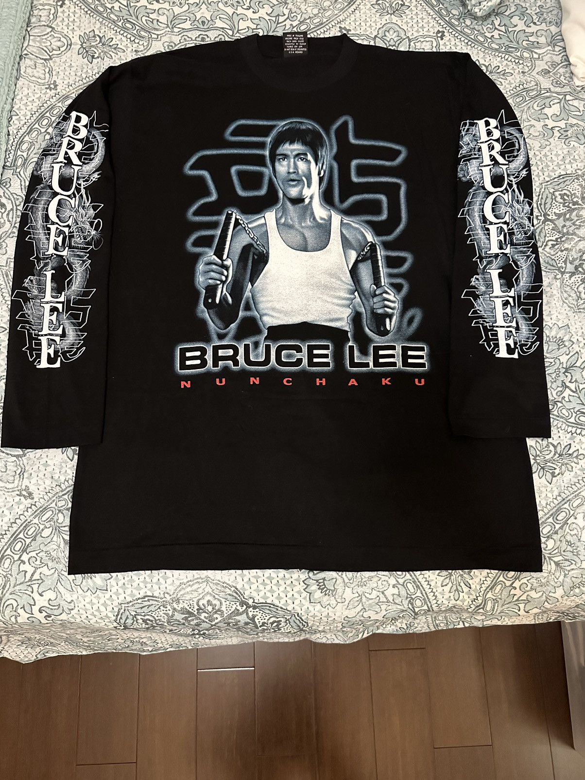 Vintage Vintage 90s single stitch Bruce Lee the dragon long sleeve Size US XL / EU 56 / 4 - 1 Thumbnail