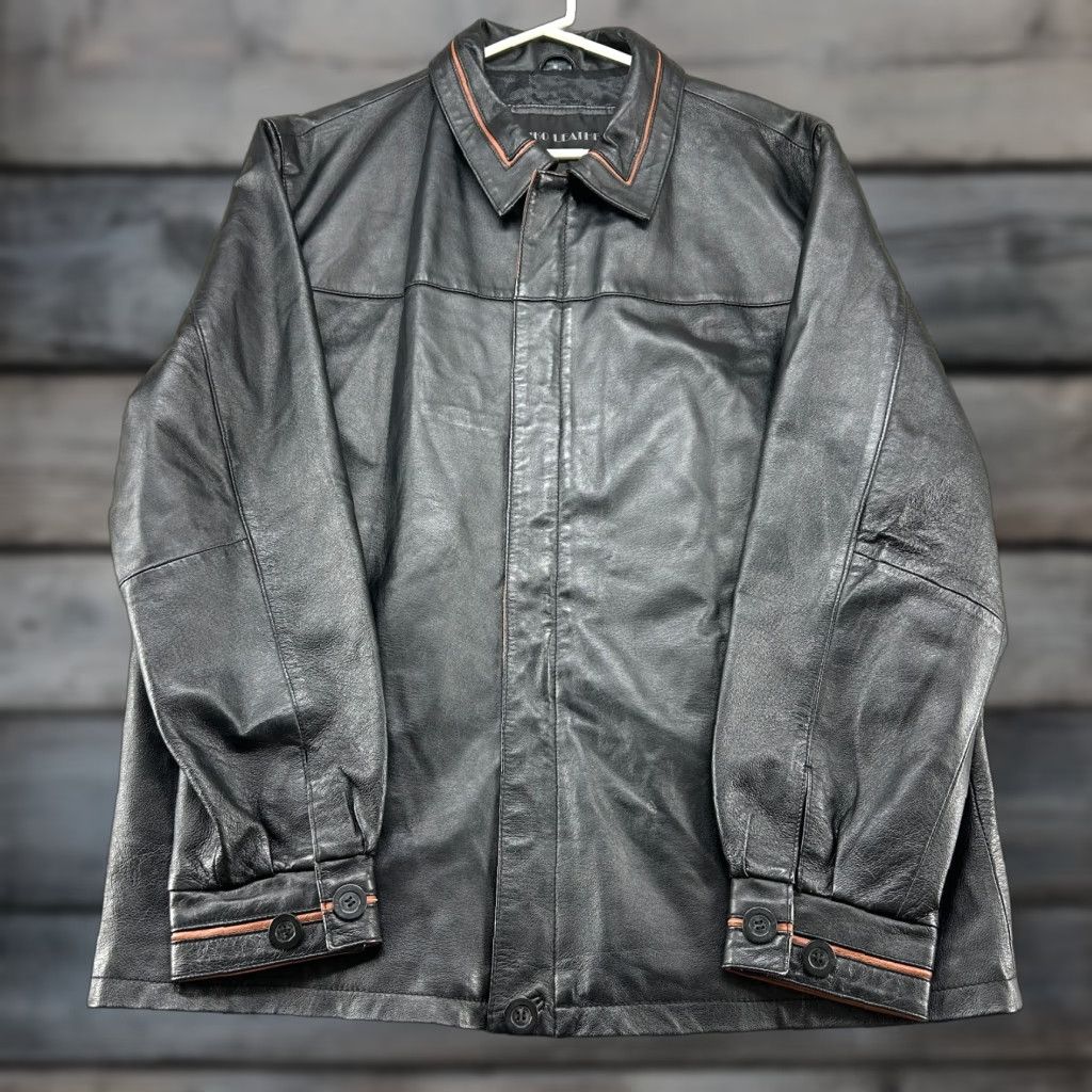Nikon VINTAGE Niko Leather Jacket Mens XL Black Full Zip Solid 90s Jacket Size US XL / EU 56 / 4 - 1 Thumbnail