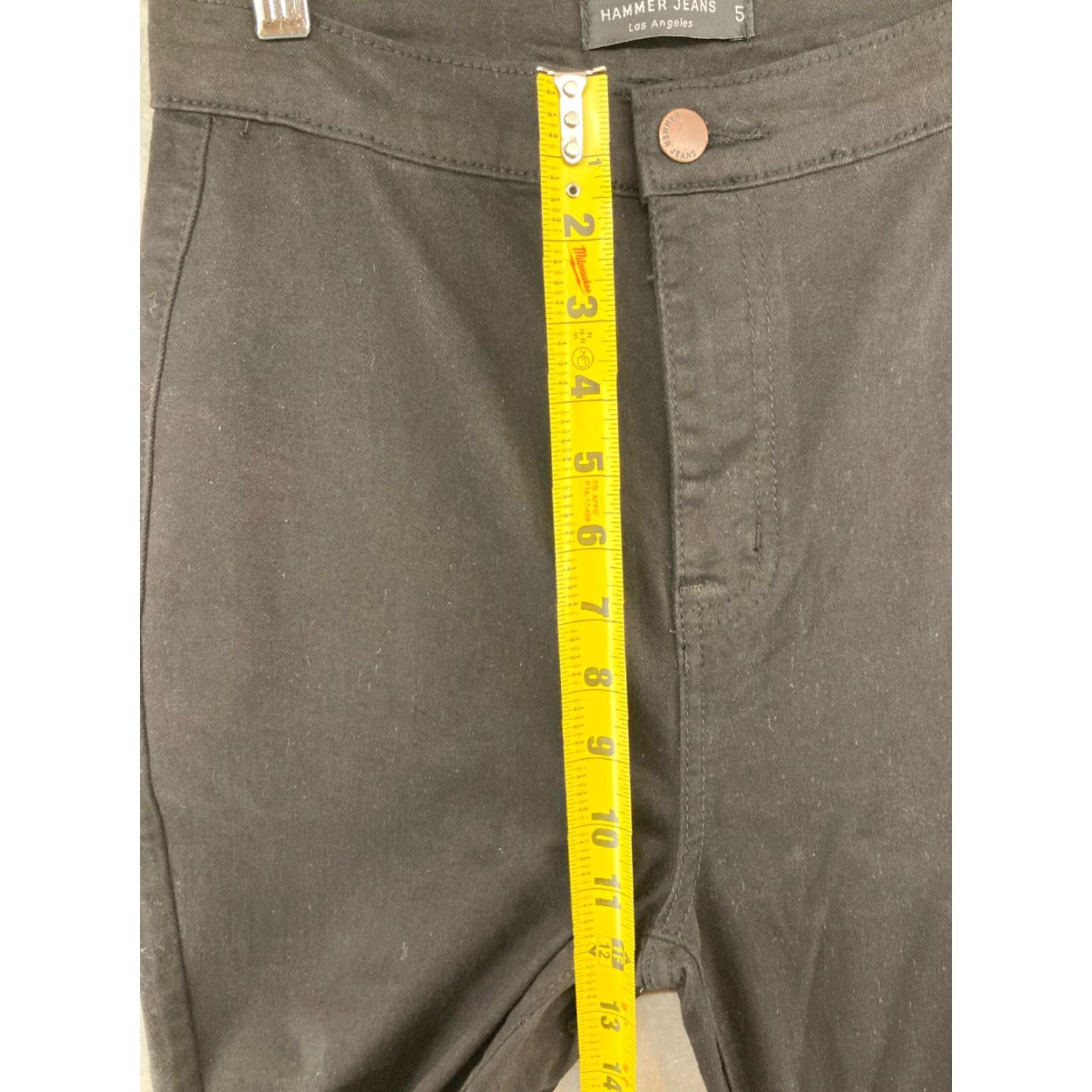 Vintage Hammer Jeans Jeans Bellbottoms Womens 5 Black - High Rise Flared Hippie Style - Denim Cotton Blend 33" Inseam - Juniors Size 5 Womens Size 27" / US 4 / IT 40 - 4 Thumbnail