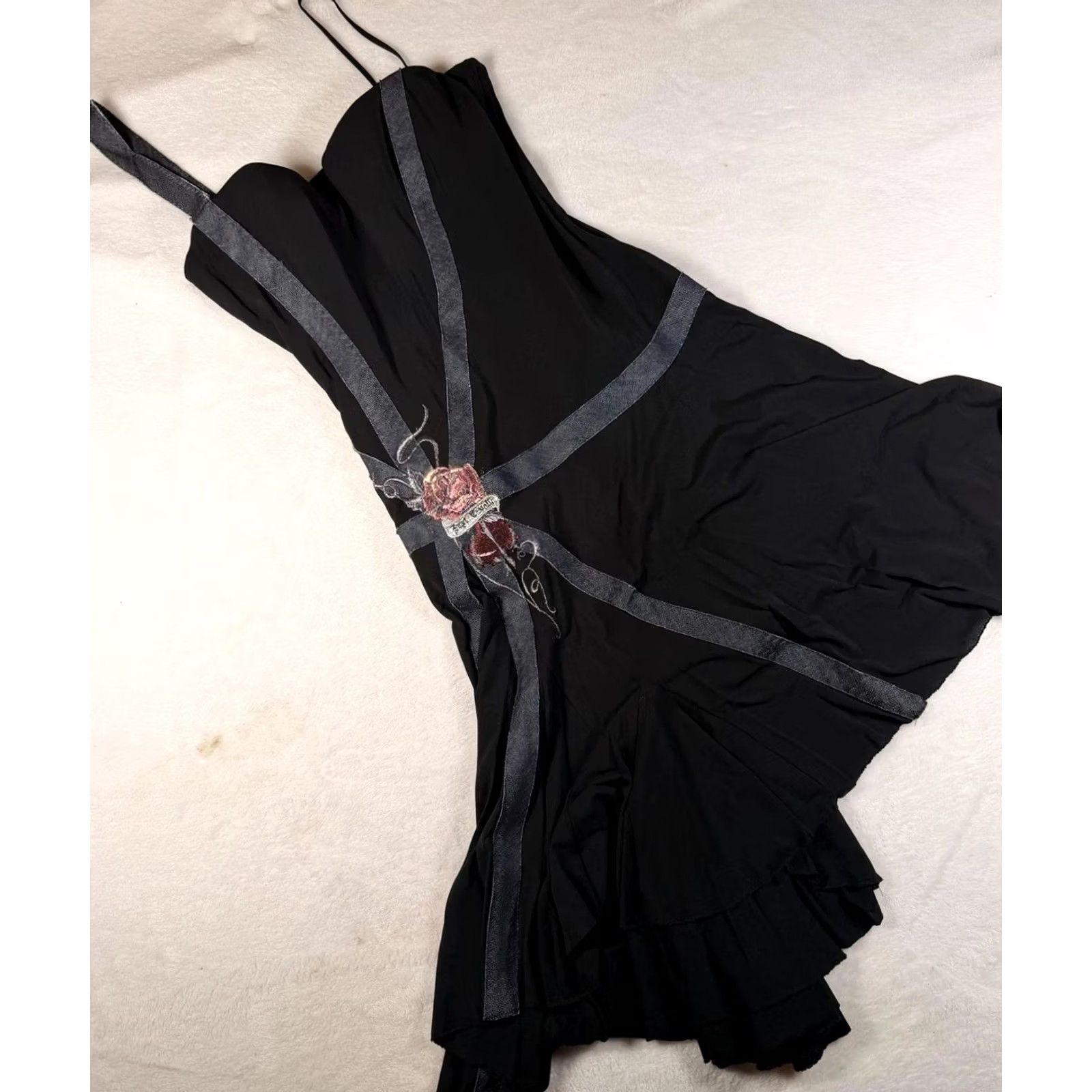Just Cavalli VINTAGE Just Cavalli Dress Woman Black Embroidered Asymmetric Fit & Flare Sleeveless Sweetheart 44 IT 44 Size M / US 6-8 / IT 42-44 - 2 Thumbnail
