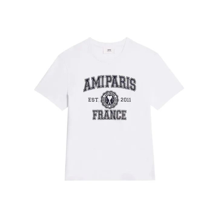 ★AMI PARIS★ Paris Logo Patch Short Sleeve T-Shirt White Cr 27330921_57457080_600.jpg