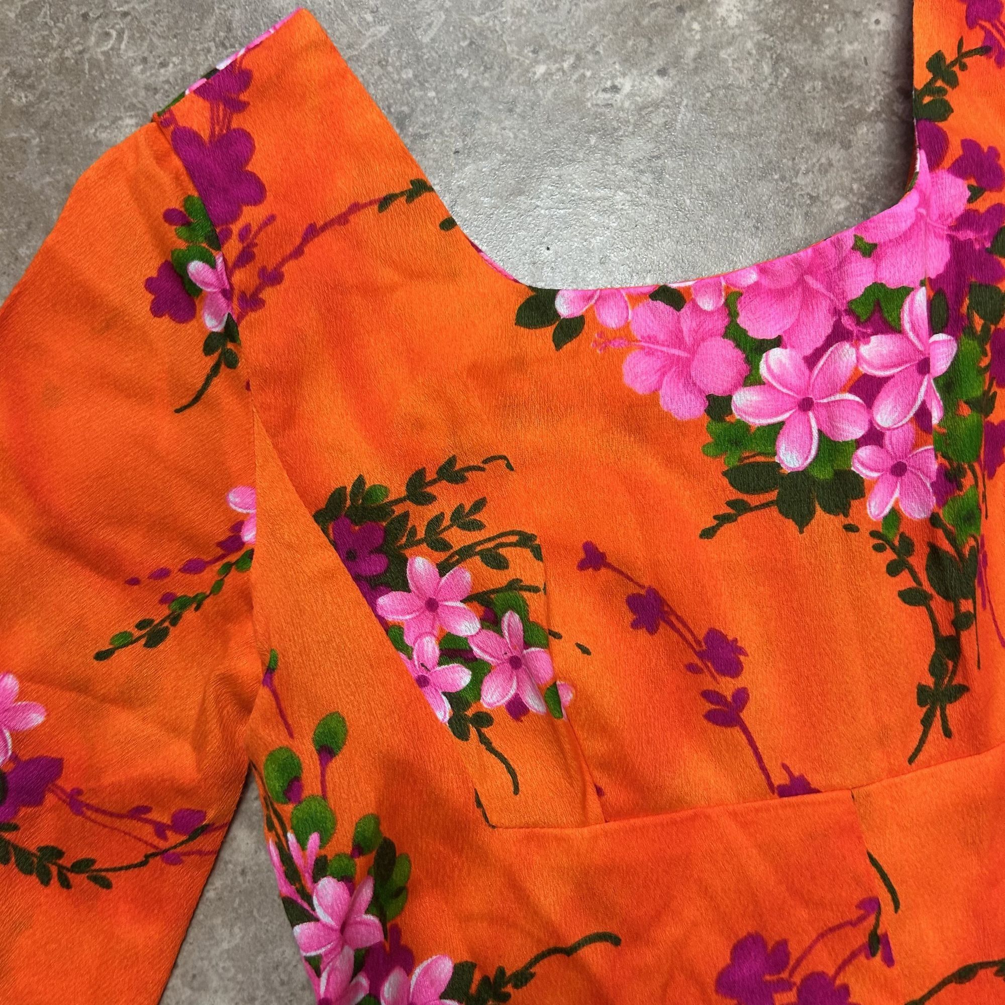 Other 60's Ui Maikai Floral Hawaiian WEDDING Dress Honeymoon Maxi Size S / US 4 / IT 40 - 6 Thumbnail
