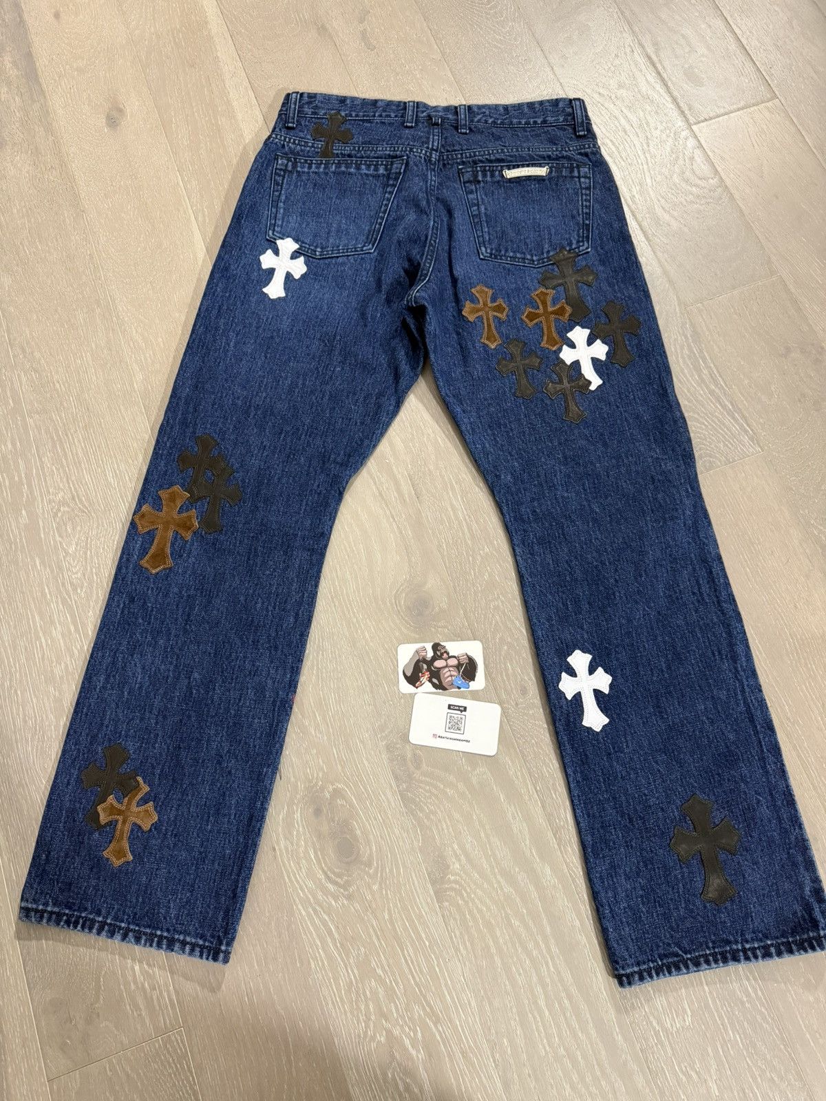Chrome Hearts Chrome Hearts Indigo Fleur Denim Knee Cross Patch Jeans Size US 32 / EU 48 - 3 Thumbnail