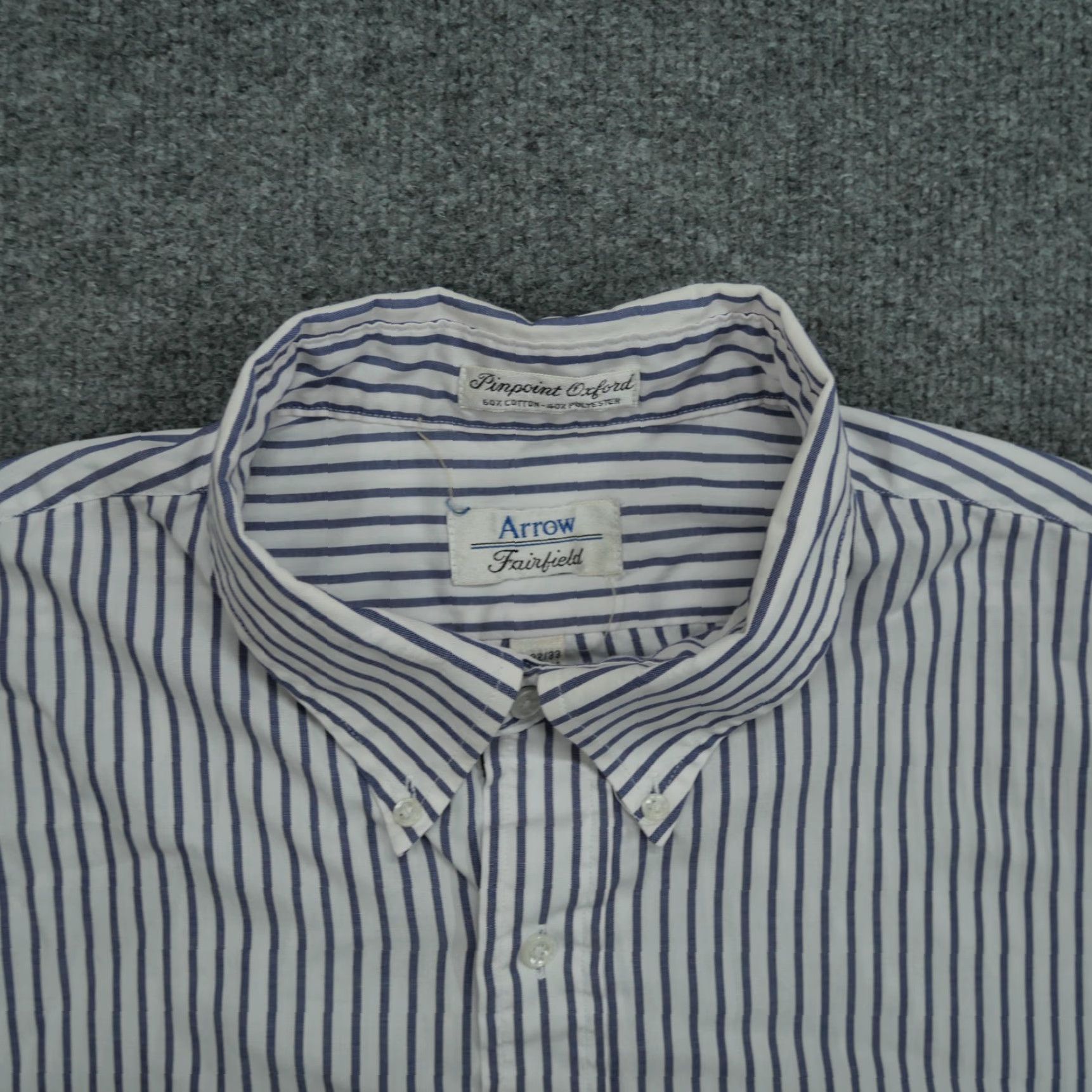 Arrow VINTAGE Arrow Shirt Mens 34 Blue White Striped Button Down Oxford Shirt Mens 34 Blue White Striped Button-Down Arrow Size US S / EU 44-46 / 1 - 4 Thumbnail