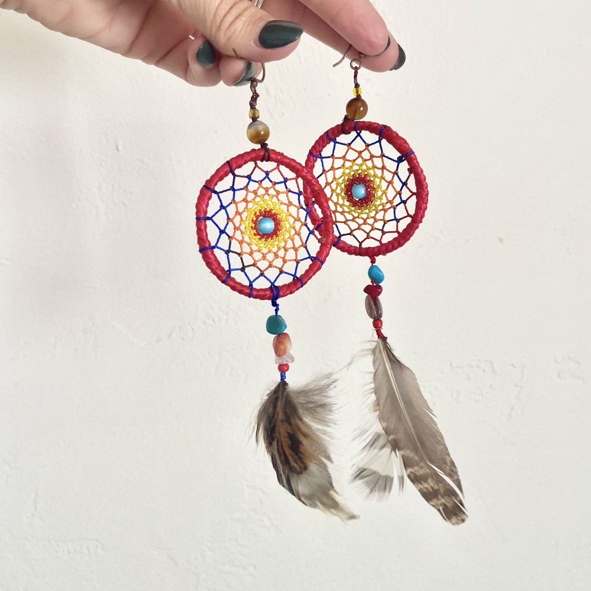 Other Large Bohemian Dreamcatcher Feather Statement Earrings Size ONE SIZE - 2 Thumbnail