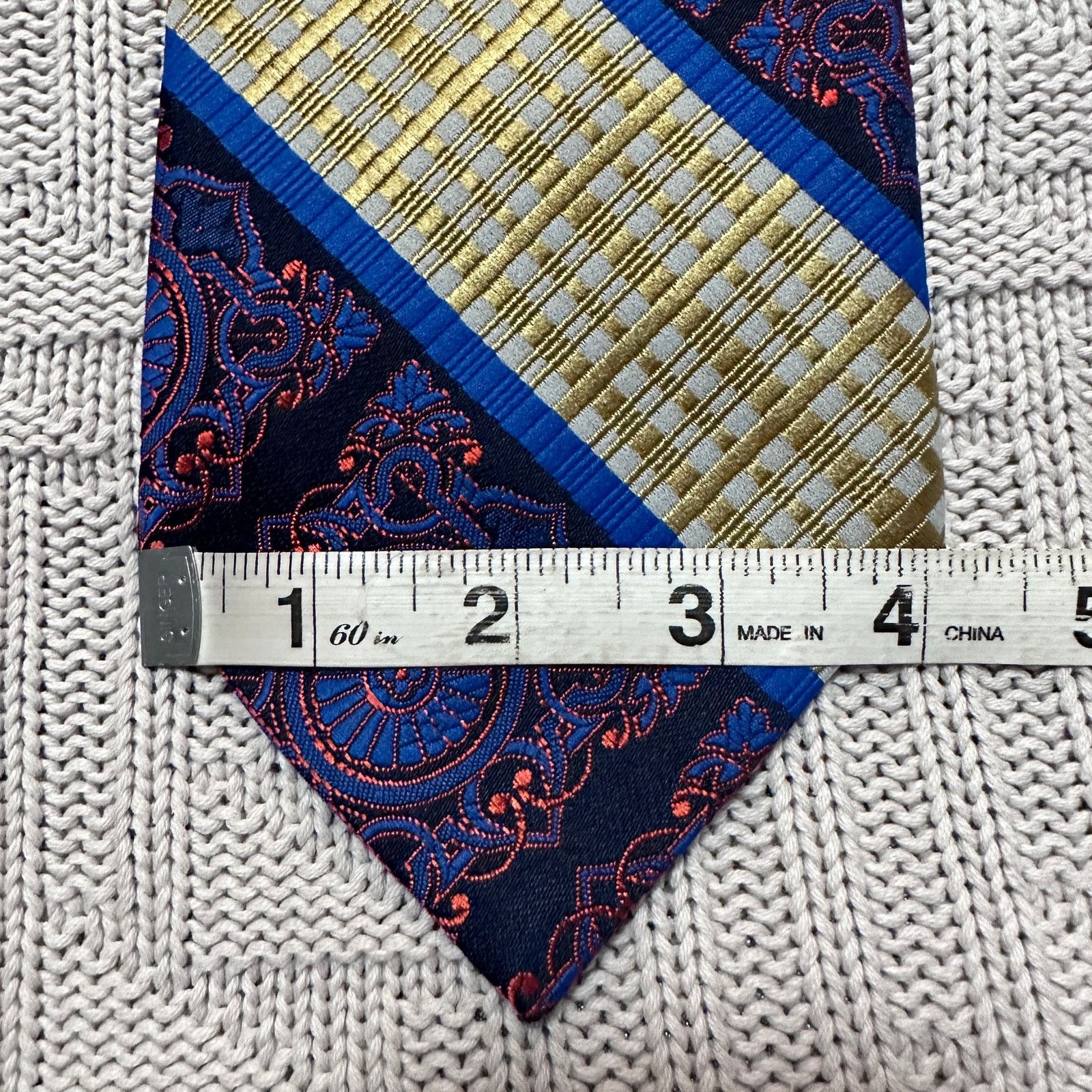Oleg Cassini Vintage Oleg Cassini blue and gold paisley tie Size ONE SIZE - 5 Thumbnail