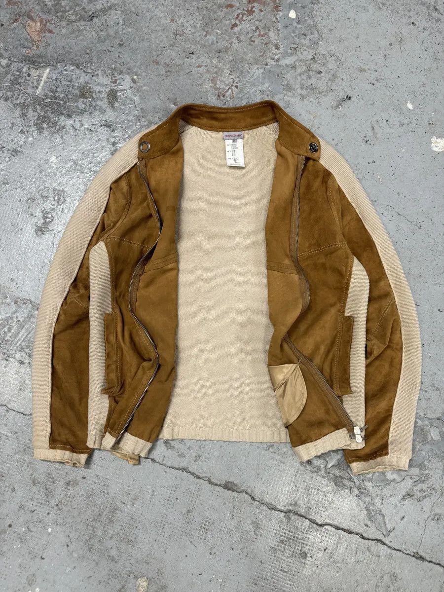 Versace Versace Hybrown Camel Leather & Cotton Zip-up Biker Jacket Size US M / EU 48-50 / 2 - 9 Thumbnail