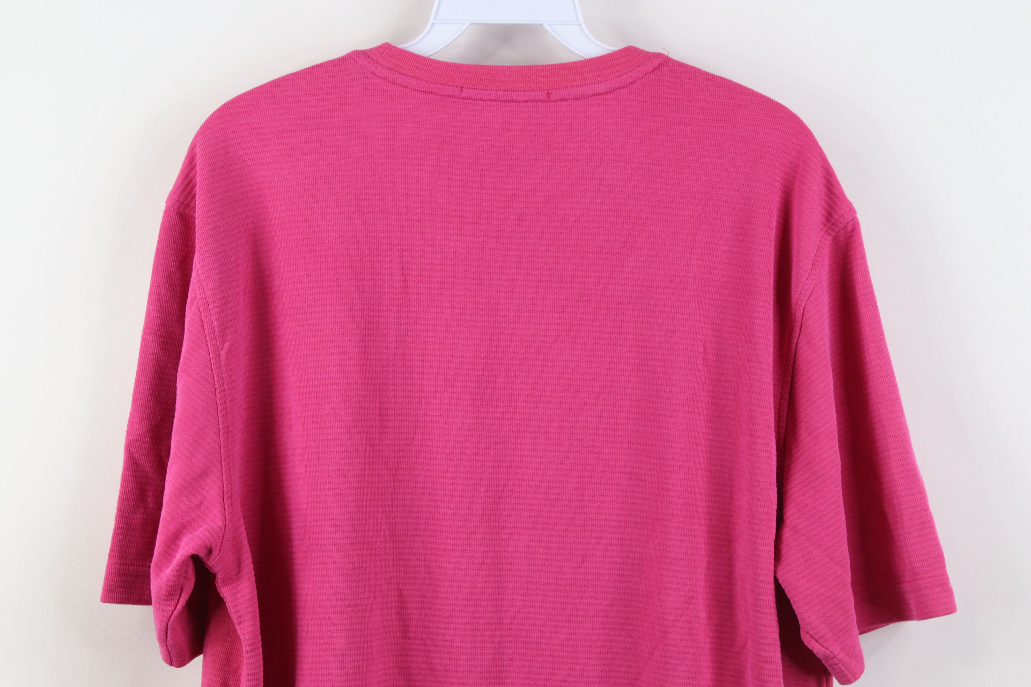 BUGATCHI Bugatchi Blank Faded Thermal Knit Short Sleeve T-Shirt Pink Size US M / EU 48-50 / 2 - 10 Thumbnail