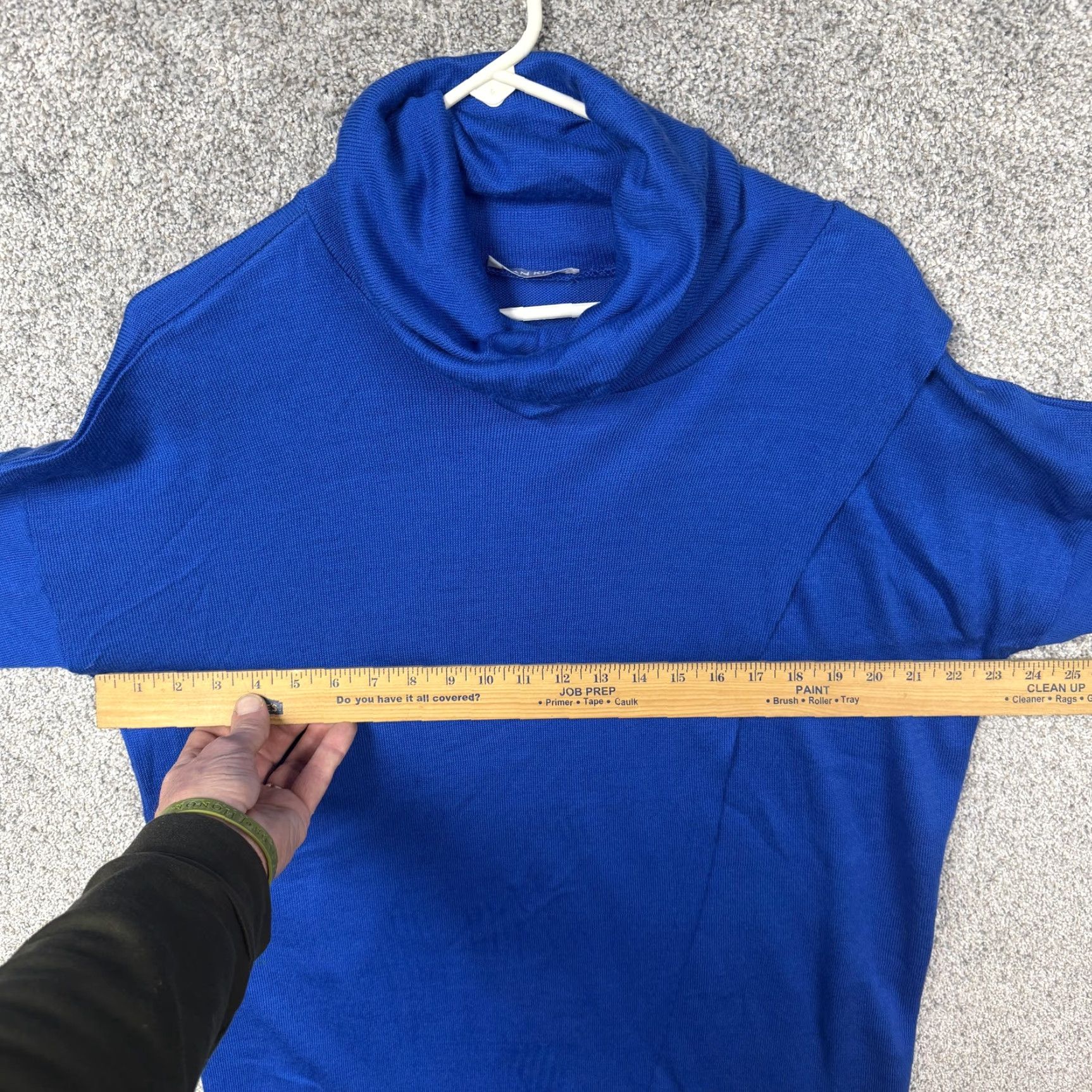Vintage Milan Kiss Dress Sweater Blue Cowl Neck Dolman Sleeve M Womens Short Above-Knee Quality Knit Stretch Pullover Casual Fall Winter Size M / US 6-8 / IT 42-44 - 3 Thumbnail