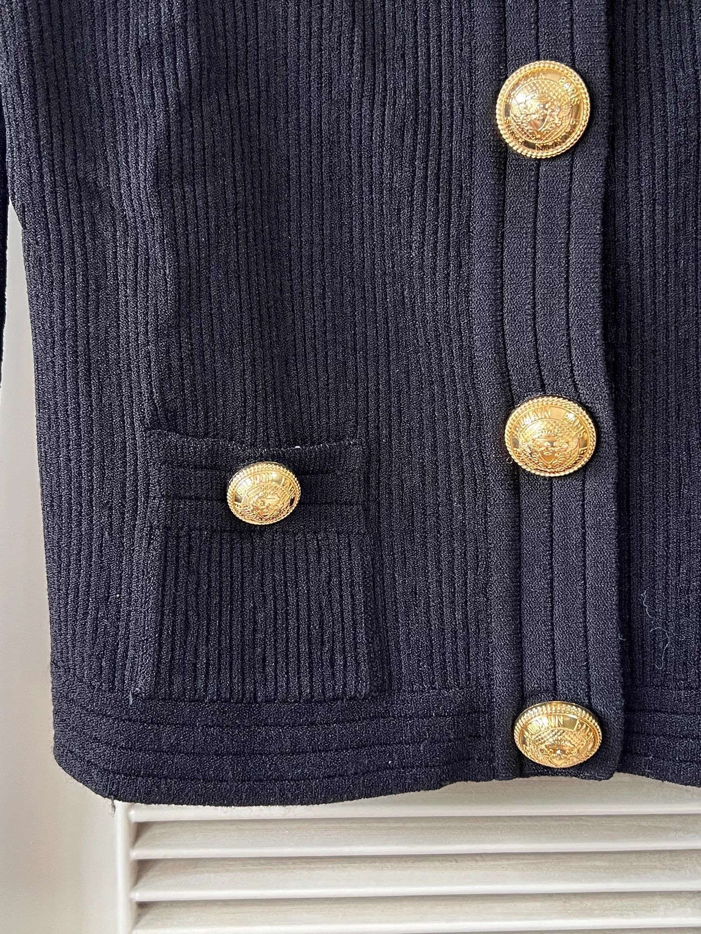 Balmain Balmain Black Stripe Knit Cardigan 40 Gold Buttons Size S / US 4 / IT 40 - 4 Thumbnail