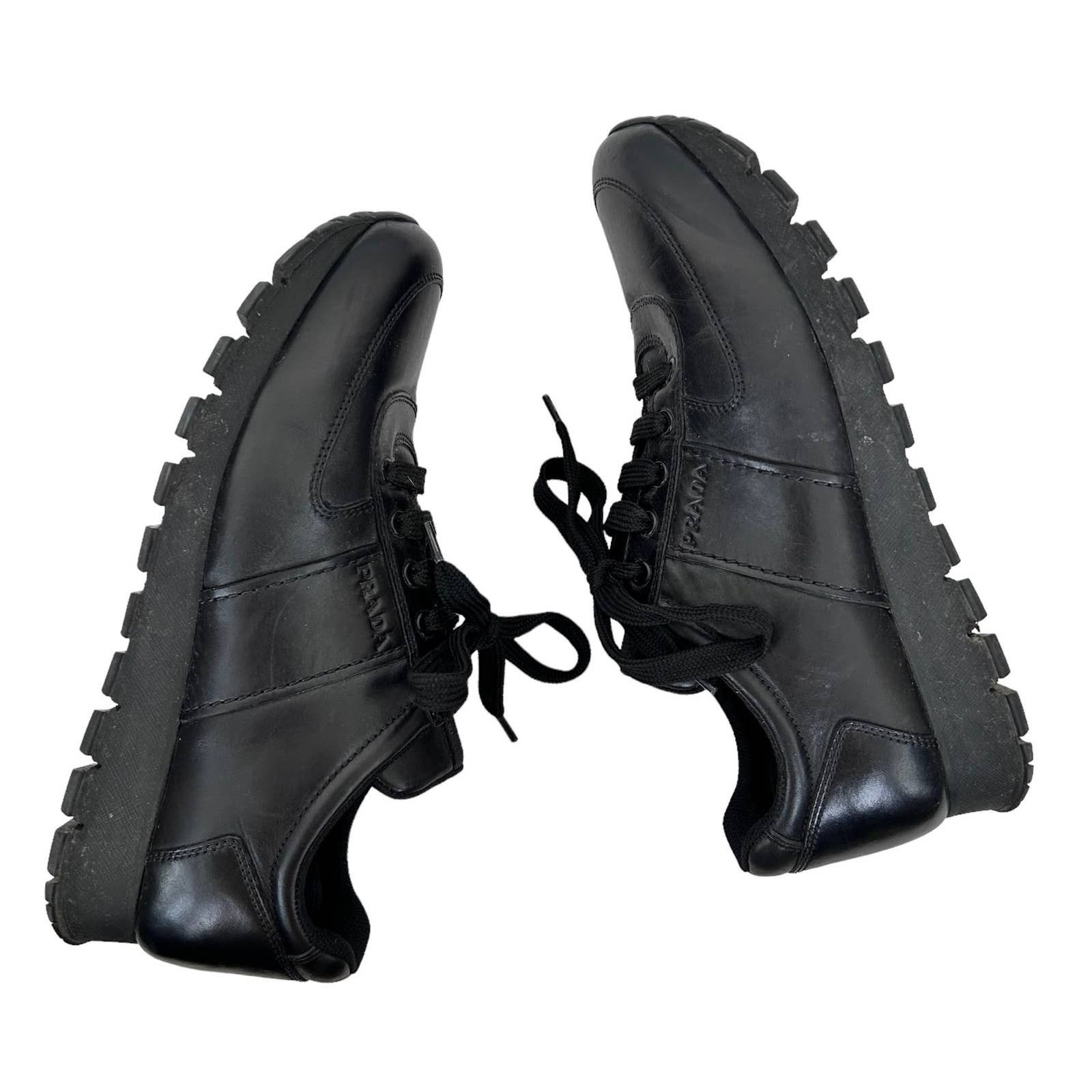 Prada Prada Black Leather Sneakers Sz 41 Size US 11 / IT 41 - 10 Thumbnail