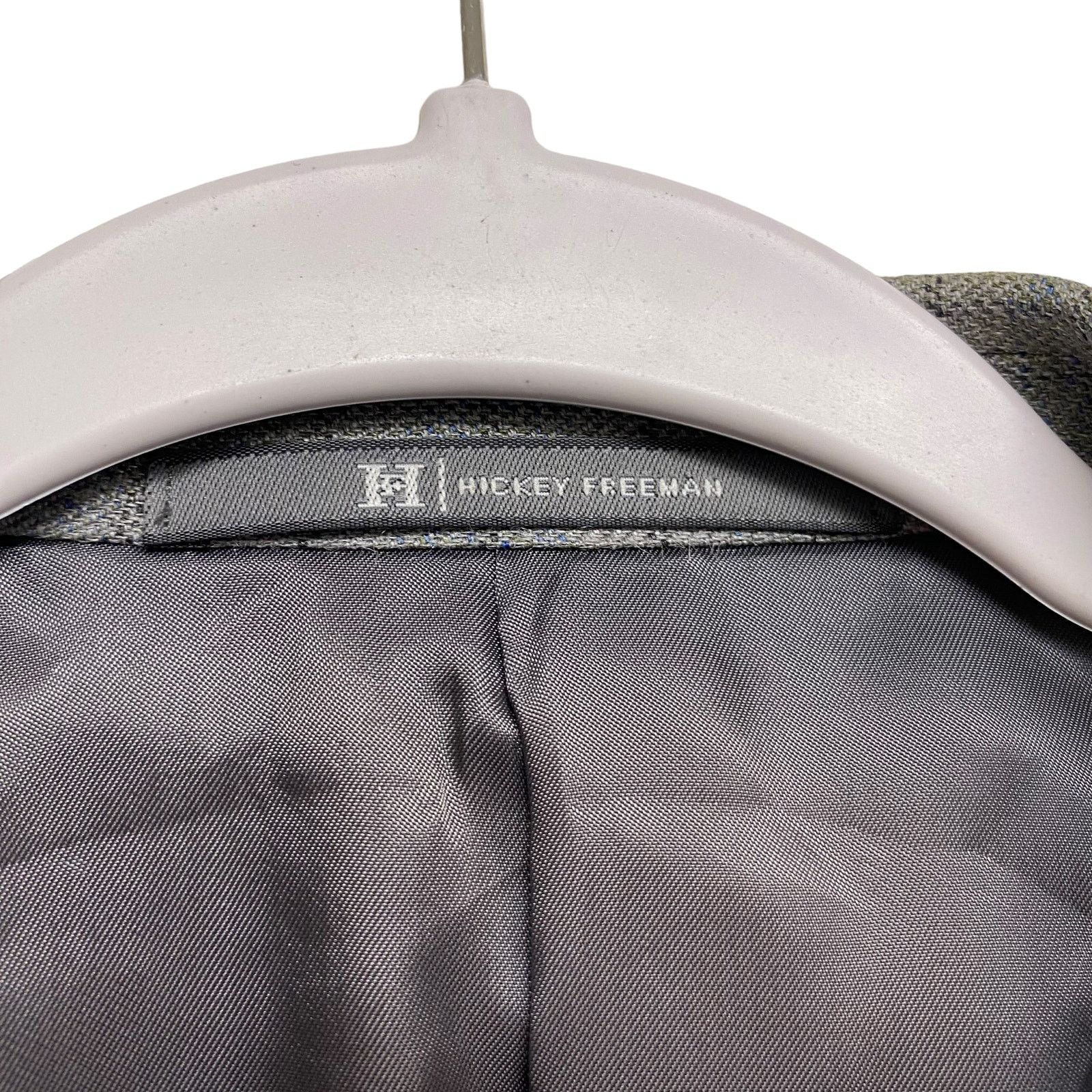 Hickey Freeman Hickey-Freeman 2 Button Plaid Grey Sports Coat Blazer Size 42L - 4 Thumbnail