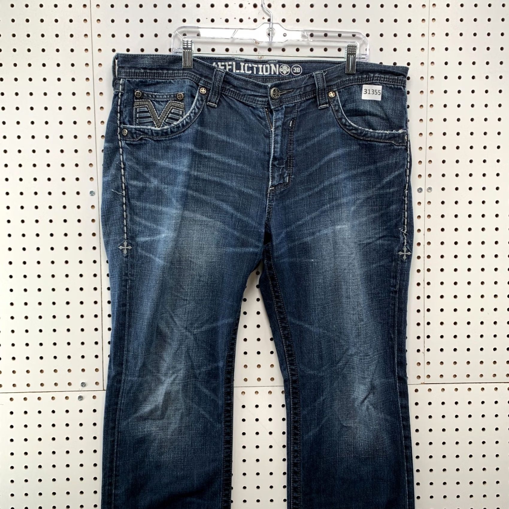 Affliction VINTAGE Affliction Jeans Mens 38 Blue Denim Distressed Baggy Straight 41x32.5 Relaxed 90s 2000s Mens Size US 38 / EU 54 - 7 Thumbnail