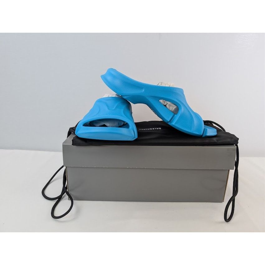 Balenciaga o1rshd1 Rubber Mold Slide Sandals in Blue 41 Size US 8 / EU 41 - 18 Thumbnail