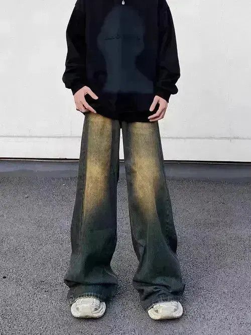 Japanese Brand Retro distressed gradient grunge wide leg jeans Size US 32 / EU 48 - 1 Thumbnail